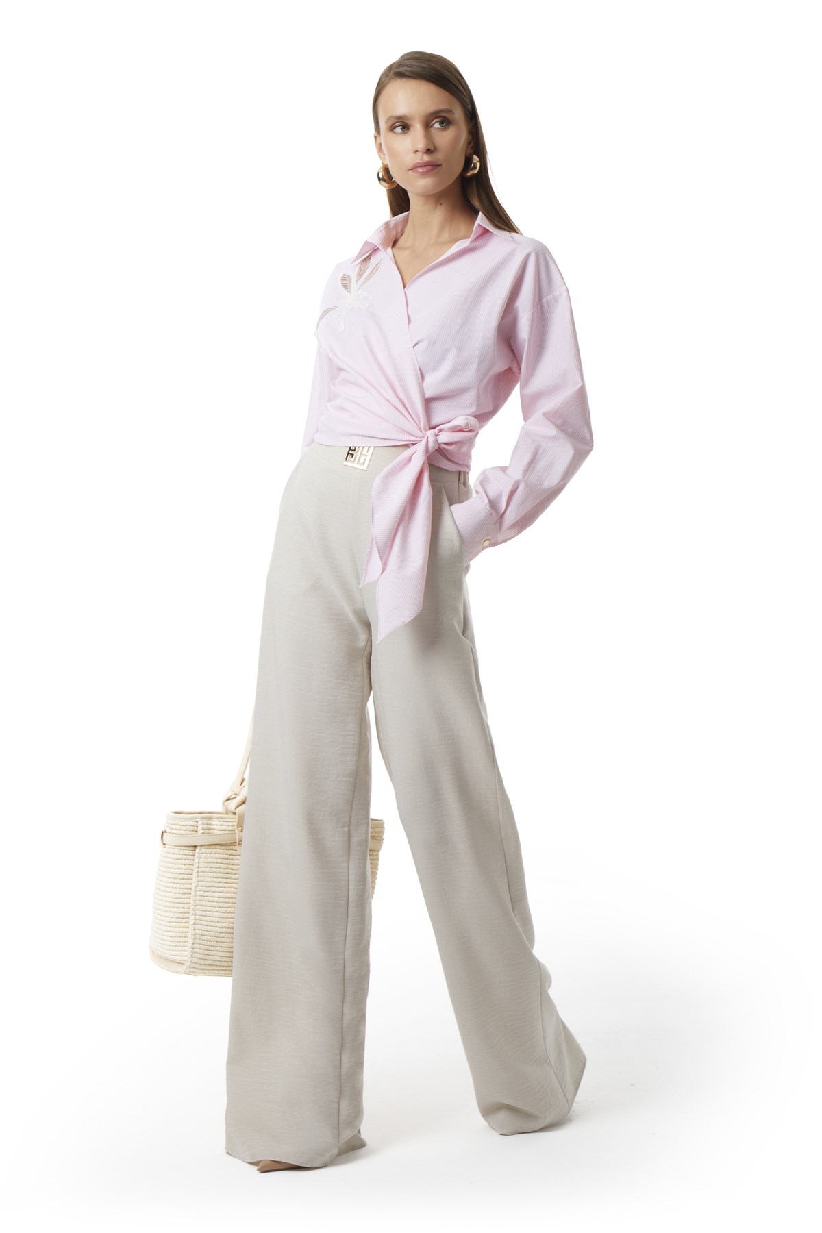 Çizgili Bağlamalı Gömlek