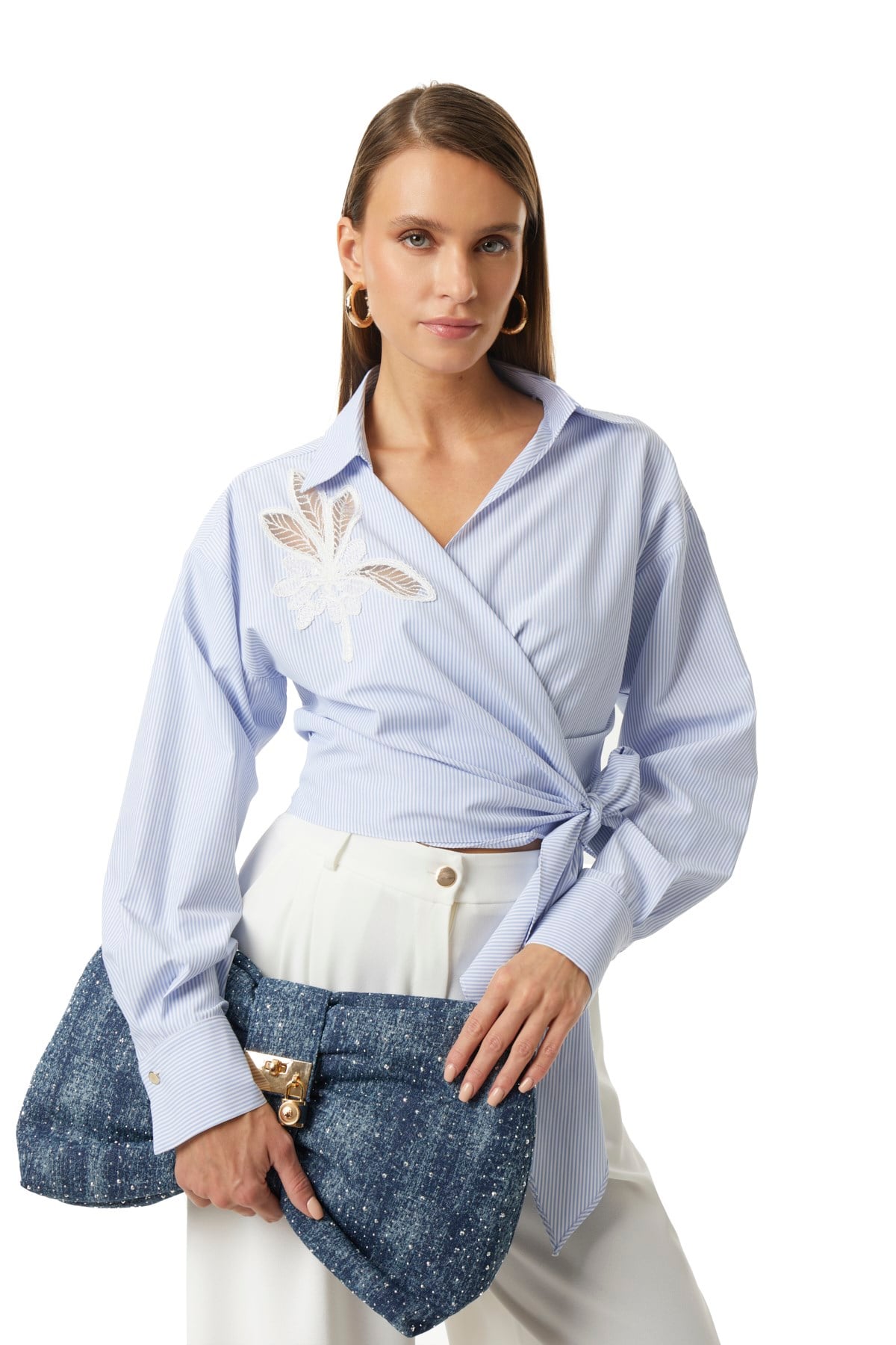 Çizgili Bağlamalı Gömlek