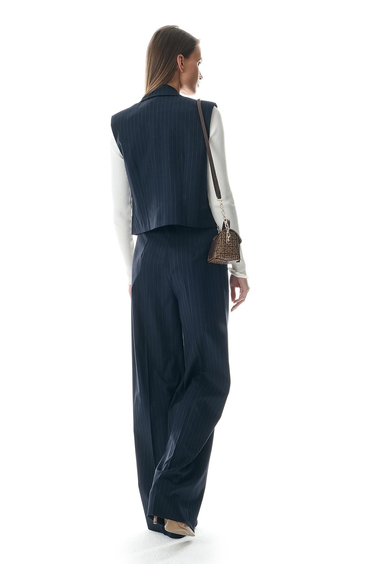 Çizgili Kemeri Katlama Detaylı Pantolon