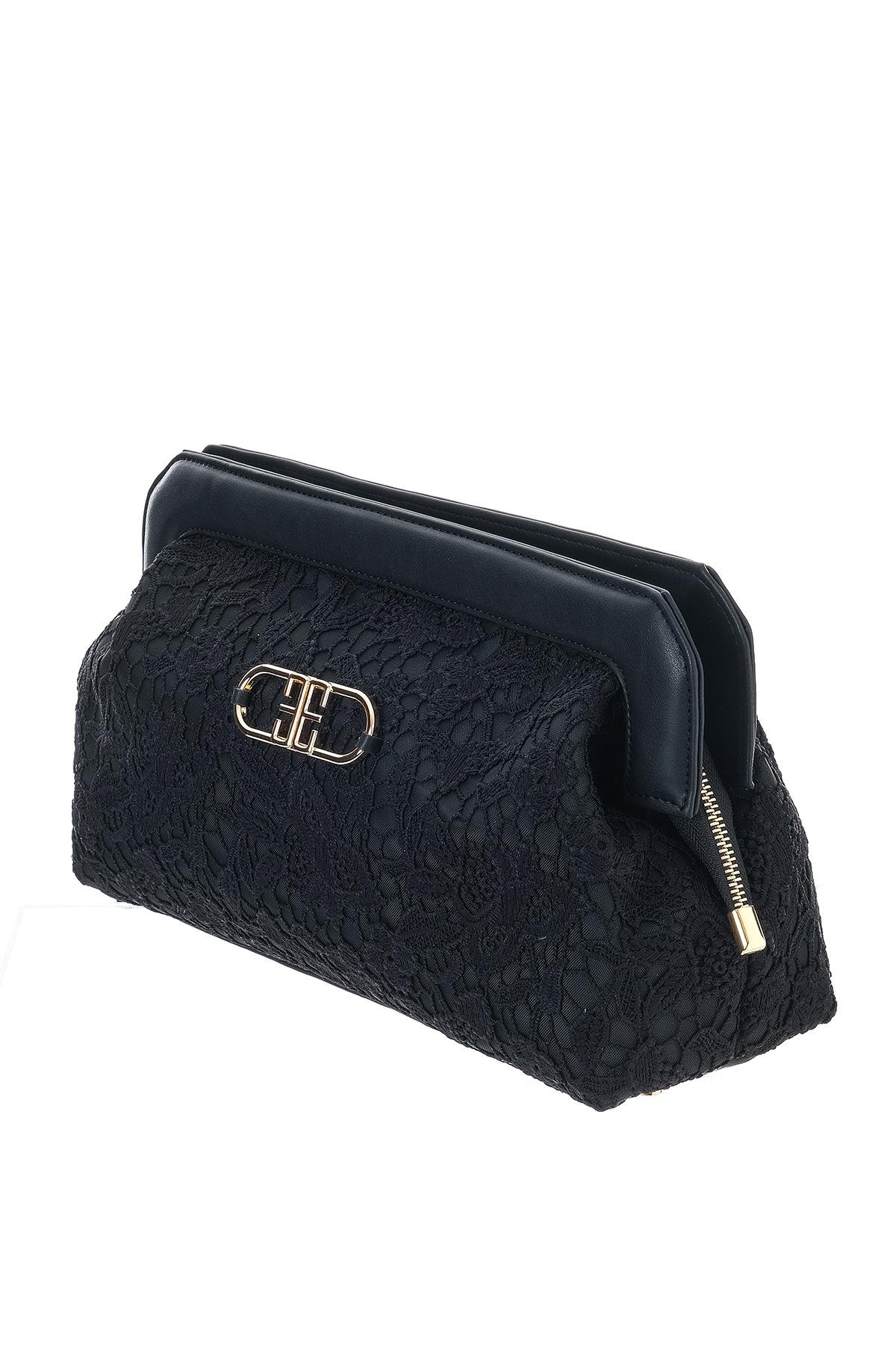 Dantel Detaylı, Şık, Geniş El Çanta