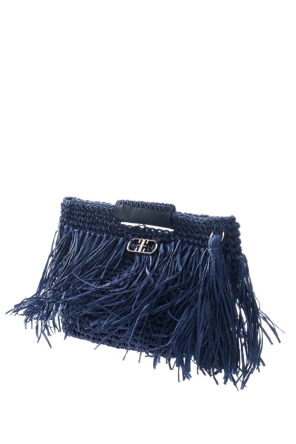 Deri Aksesuarlı El Örgü Çanta.