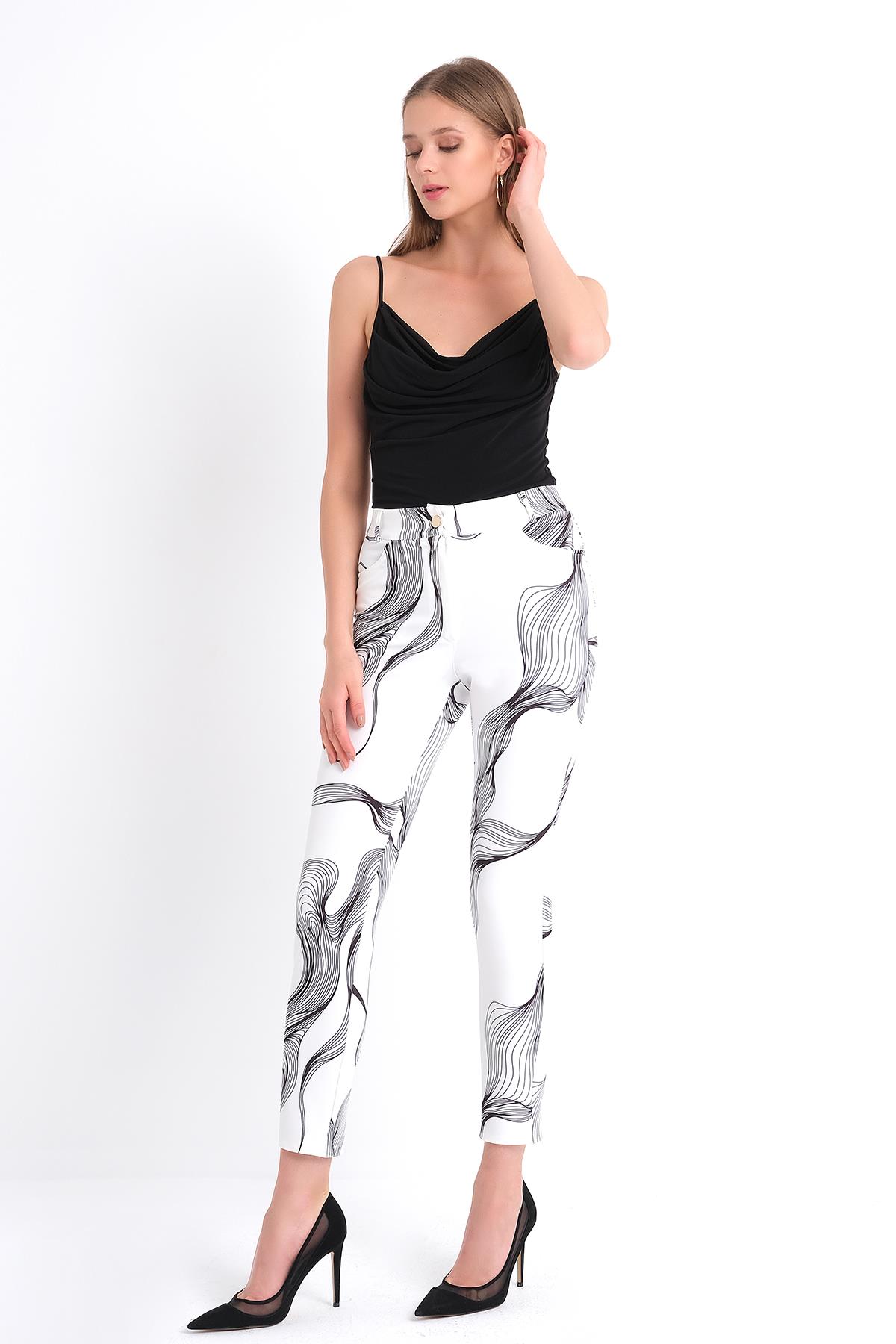 Desenli 5 Cep Pantolon