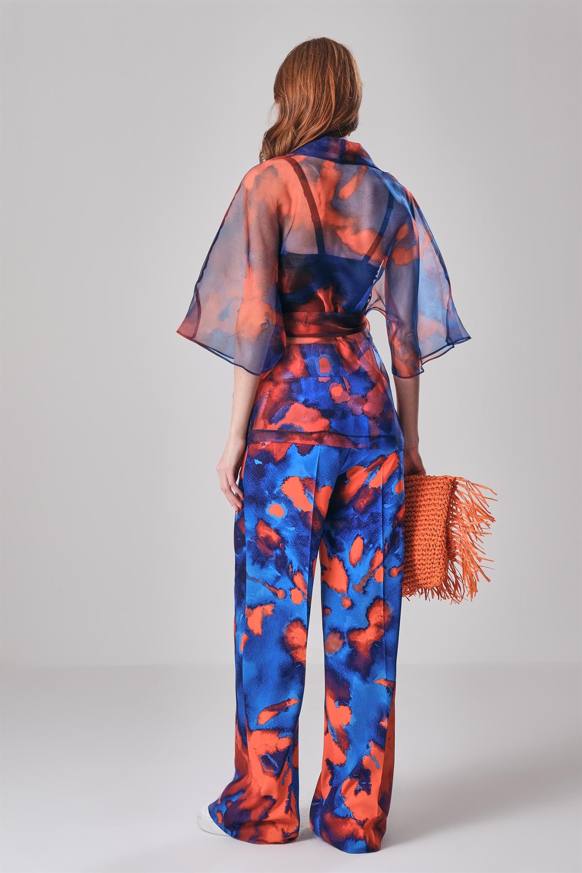 Desenli Bol Paça Pantolon