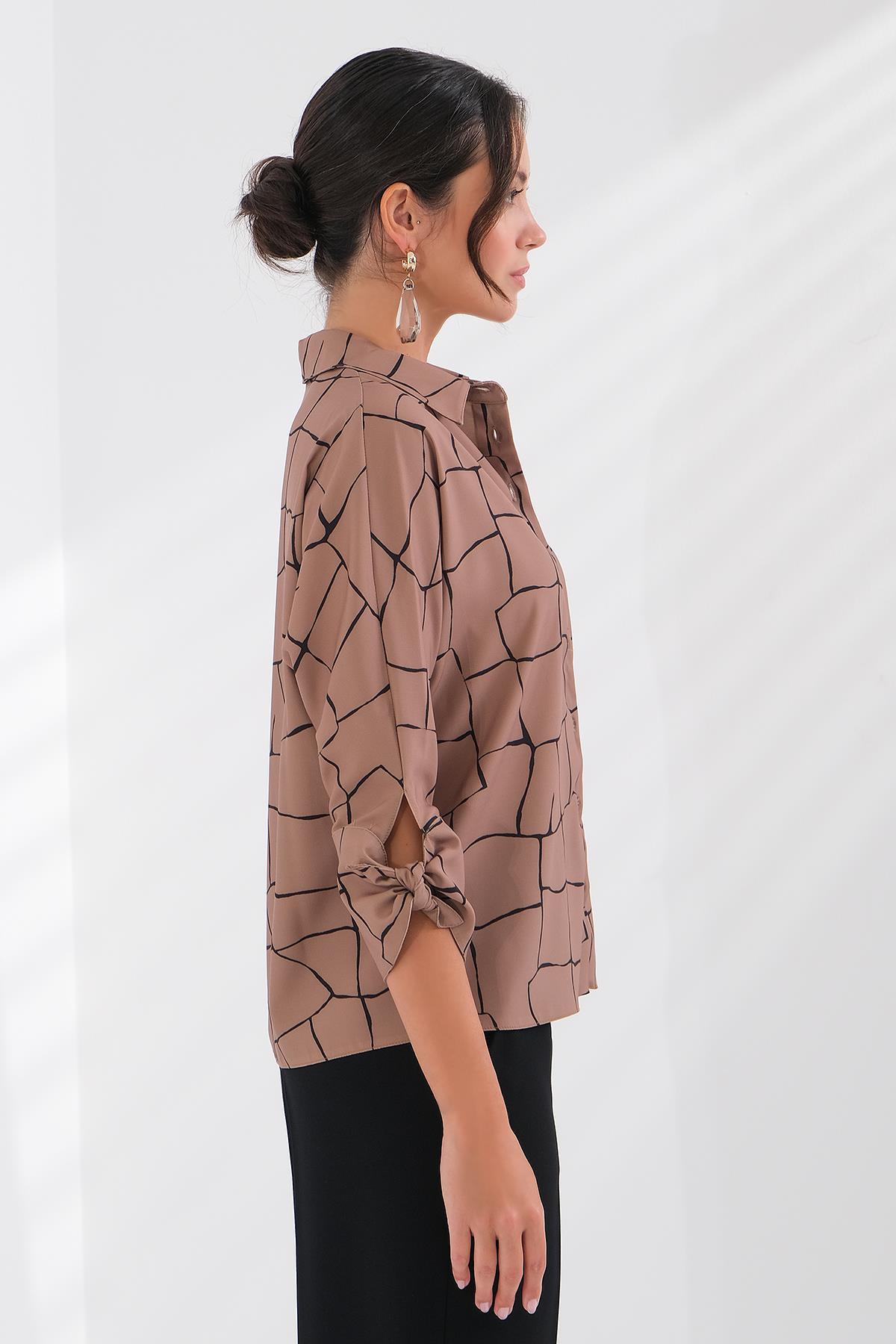 Desenli Saten Gömlek