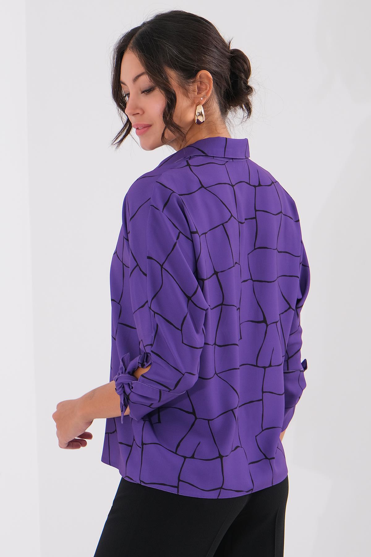 Desenli Saten Gömlek