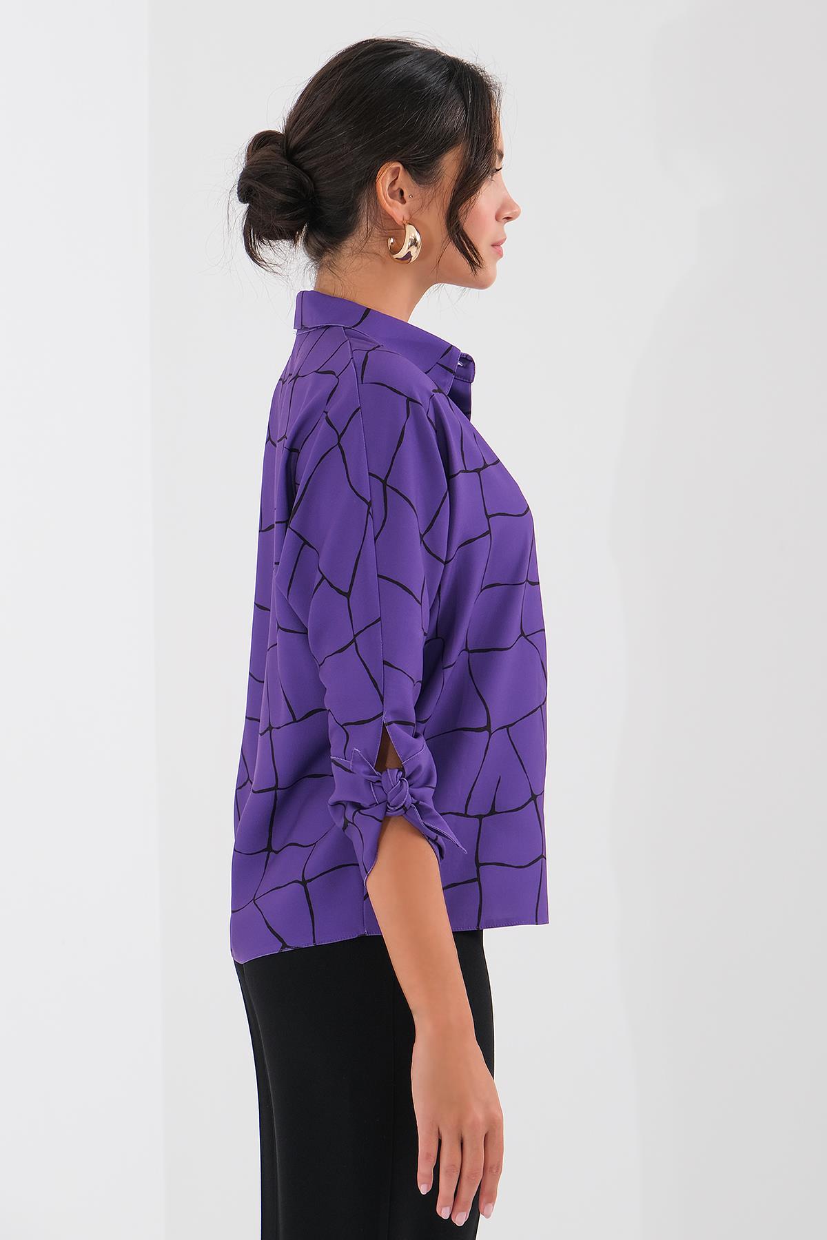 Desenli Saten Gömlek