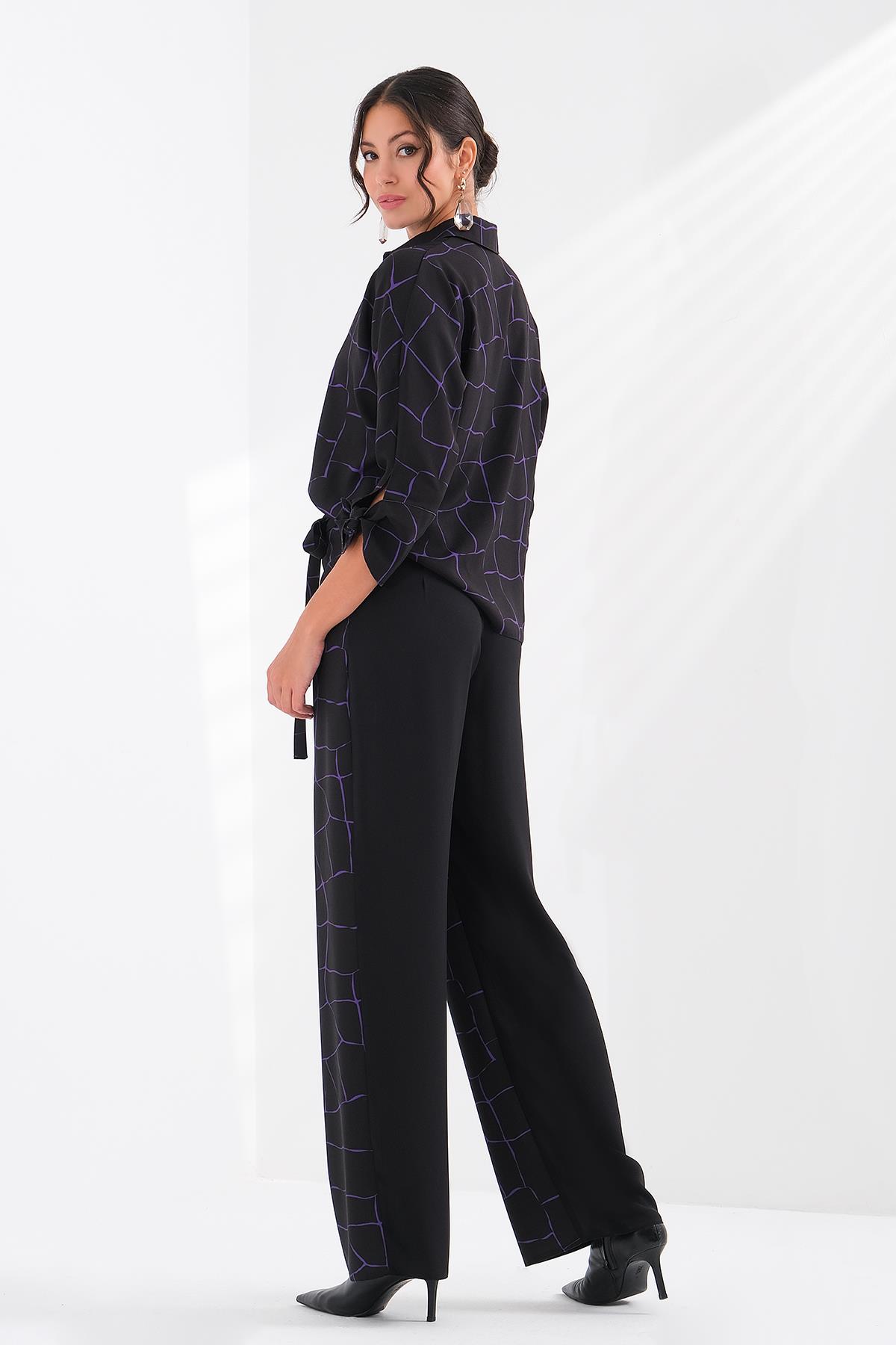 Desenli Saten Gömlek