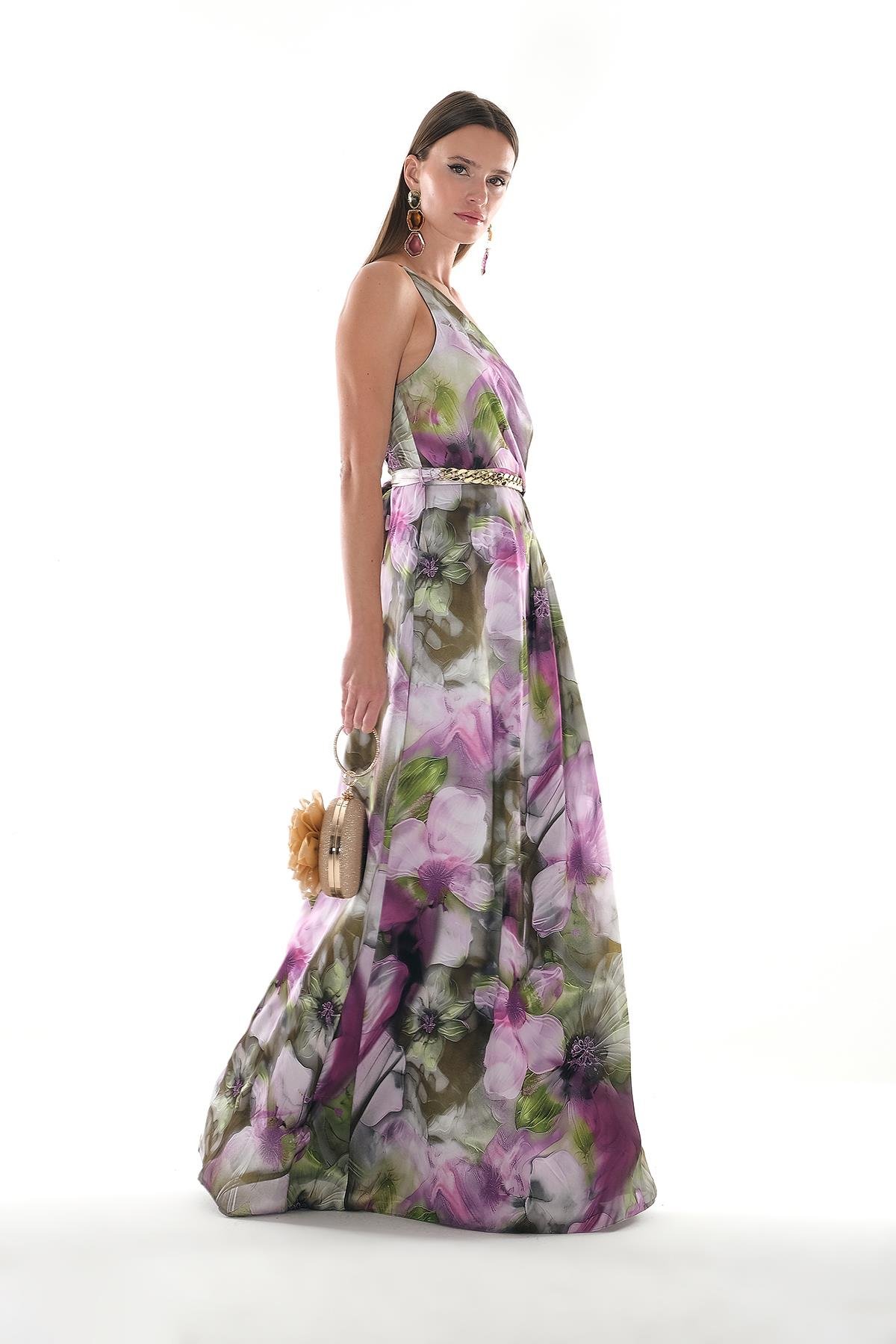 Beli Düğüm Detaylı Maksi Boy Elbise