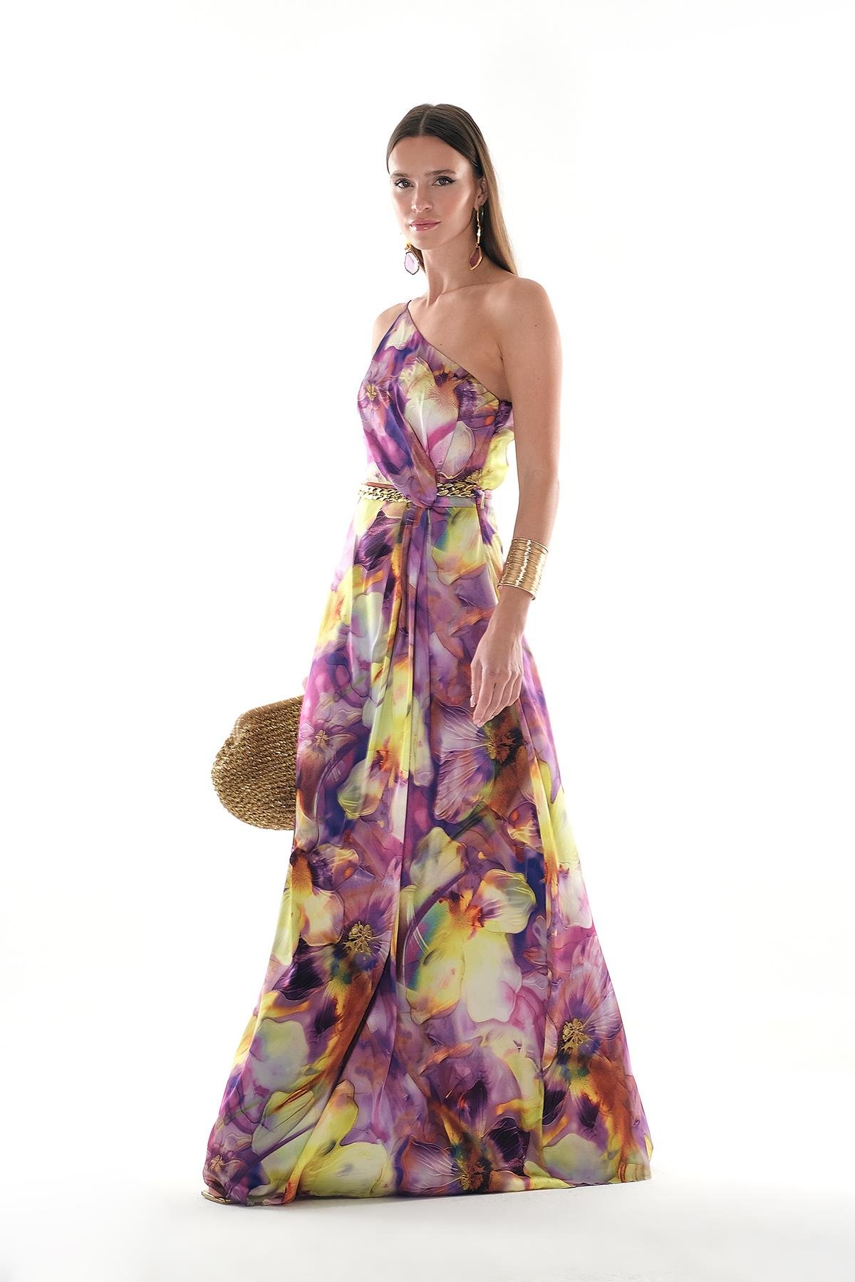 Beli Düğüm Detaylı Maksi Boy Elbise