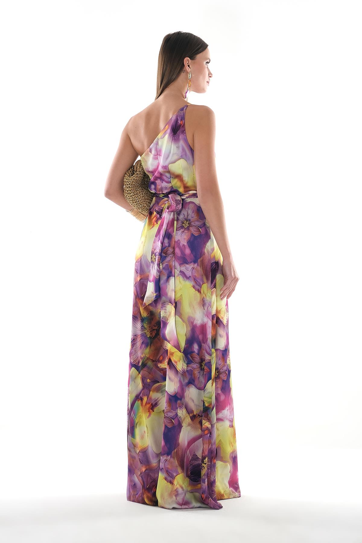 Beli Düğüm Detaylı Maksi Boy Elbise