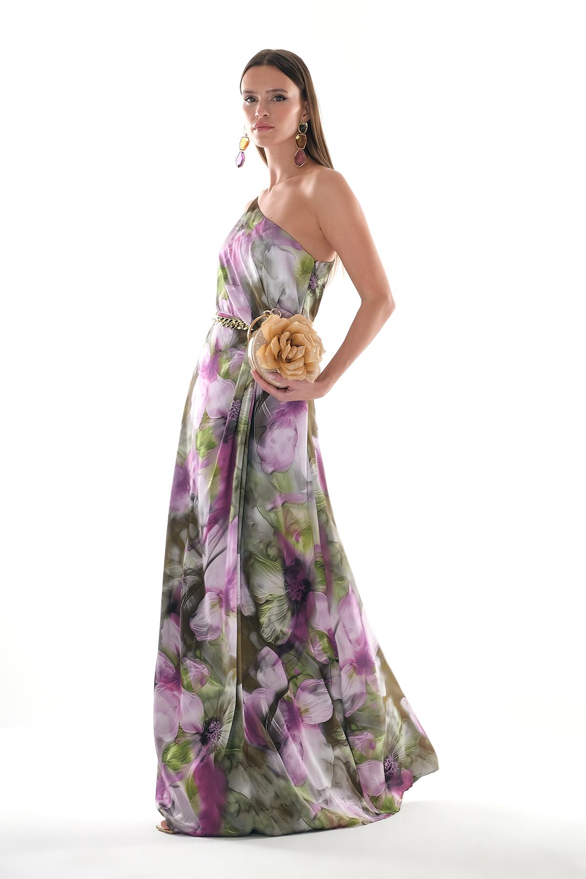 Beli Düğüm Detaylı Maksi Boy Elbise