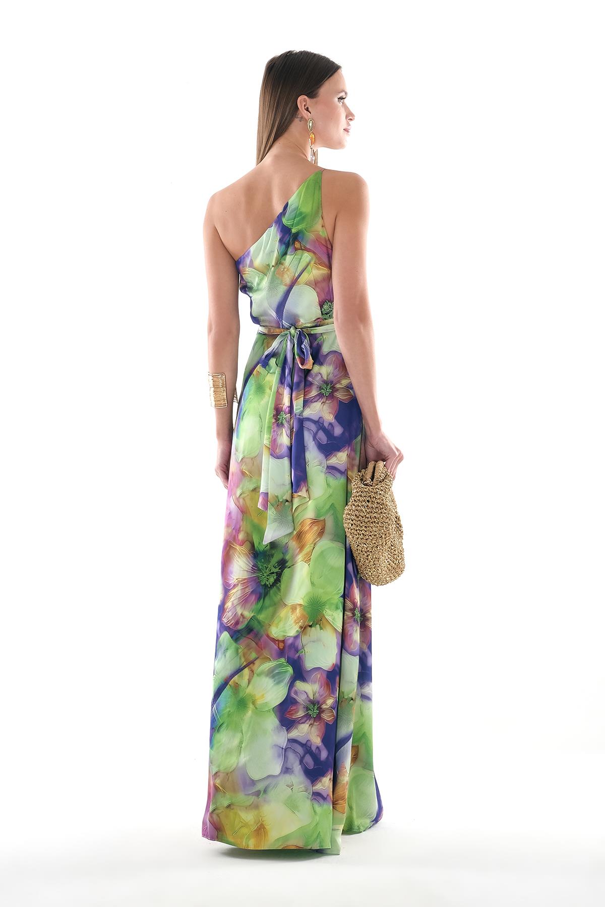 Beli Düğüm Detaylı Maksi Boy Elbise