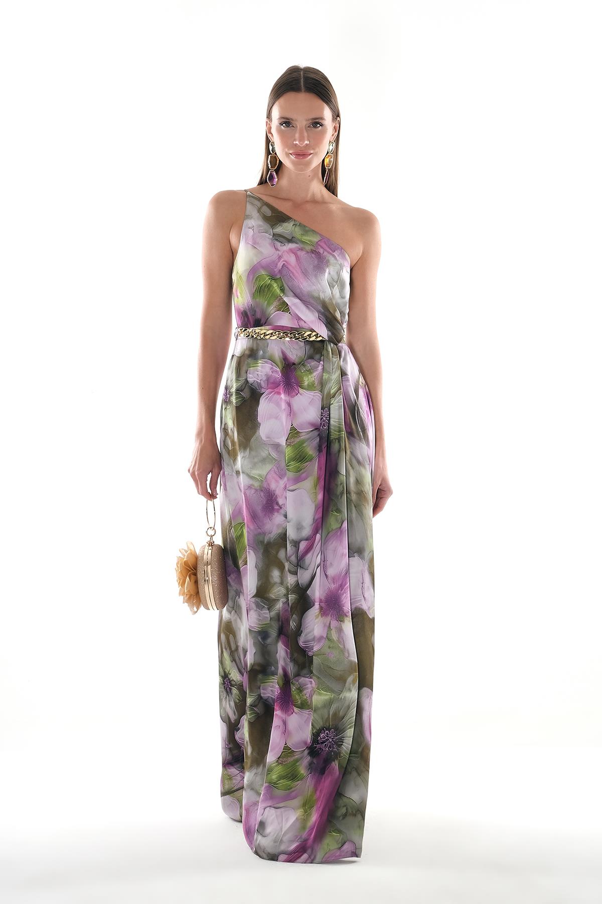 Beli Düğüm Detaylı Maksi Boy Elbise