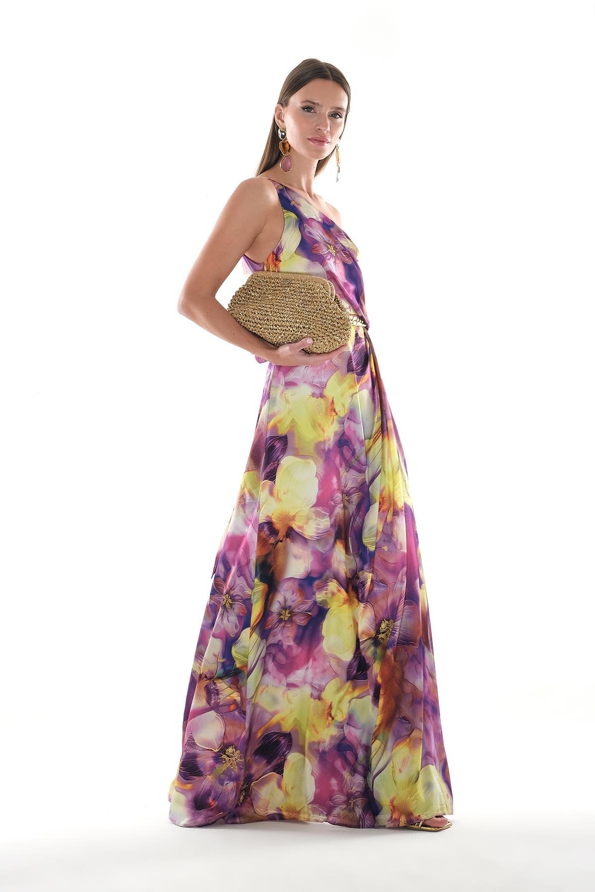 Beli Düğüm Detaylı Maksi Boy Elbise