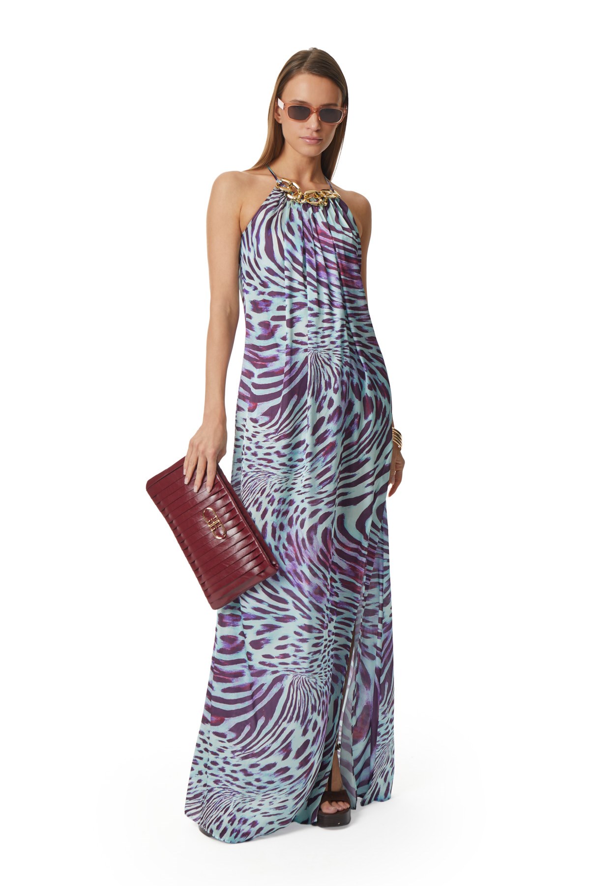 Desenli Uzun Elbise