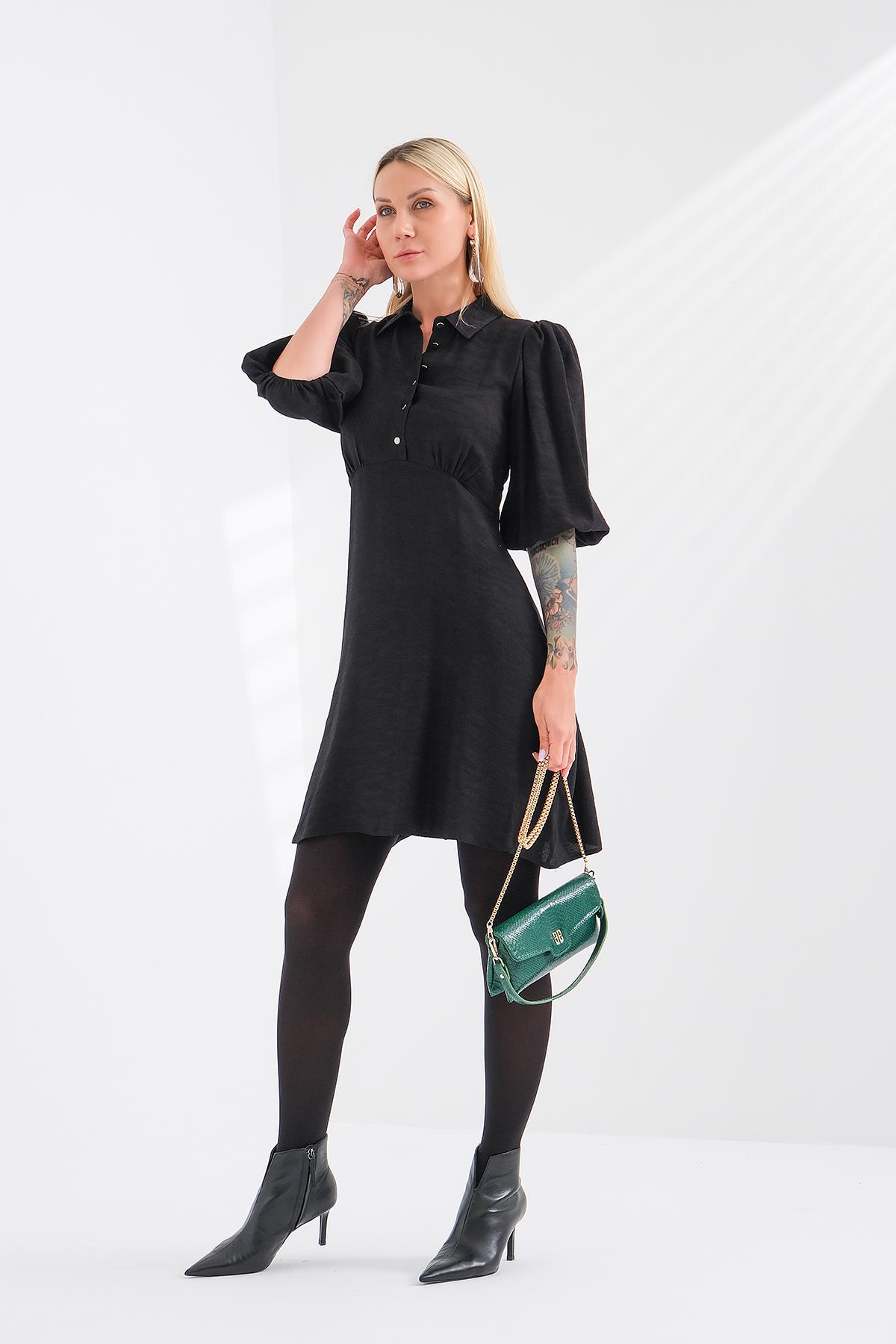 Düğme Detaylı Elbise