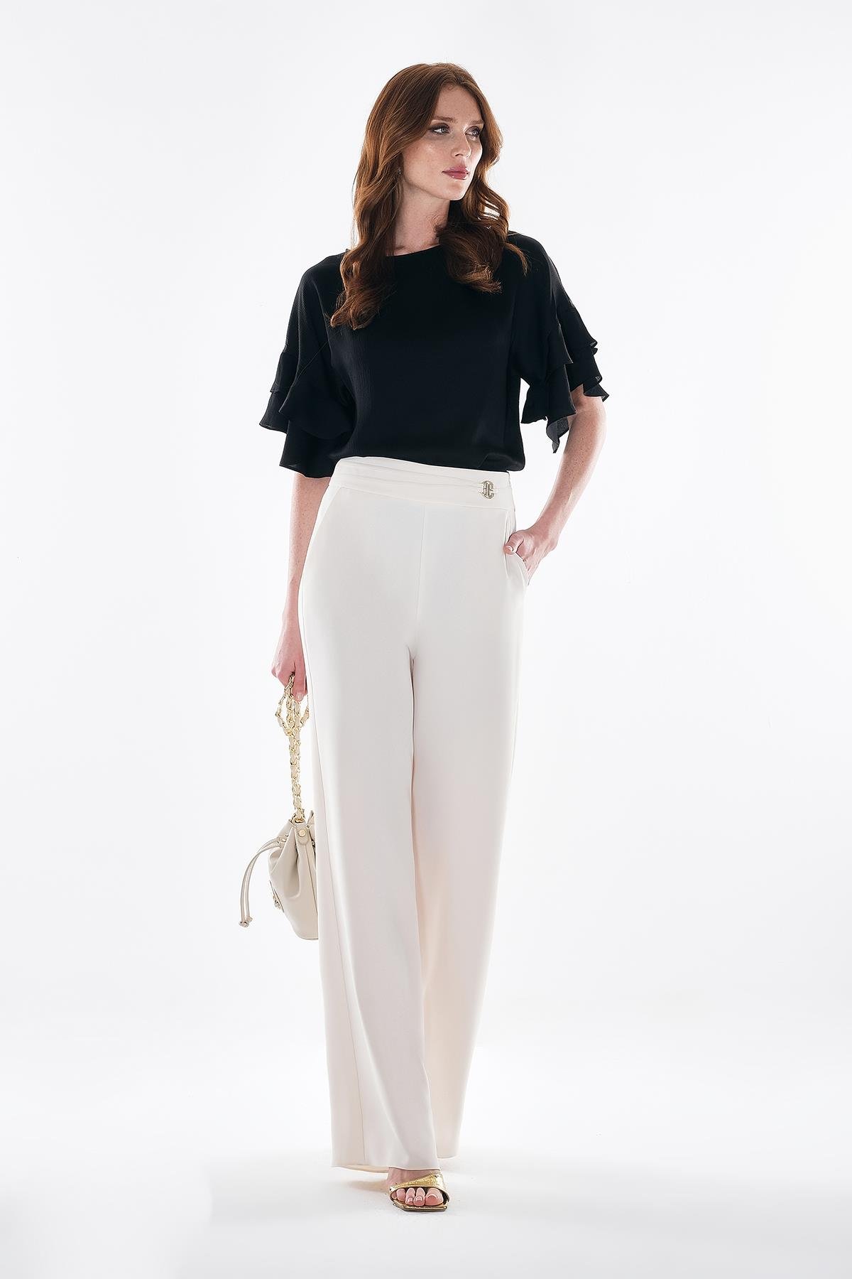 Yandan Cepli Bol Paça Pantolon