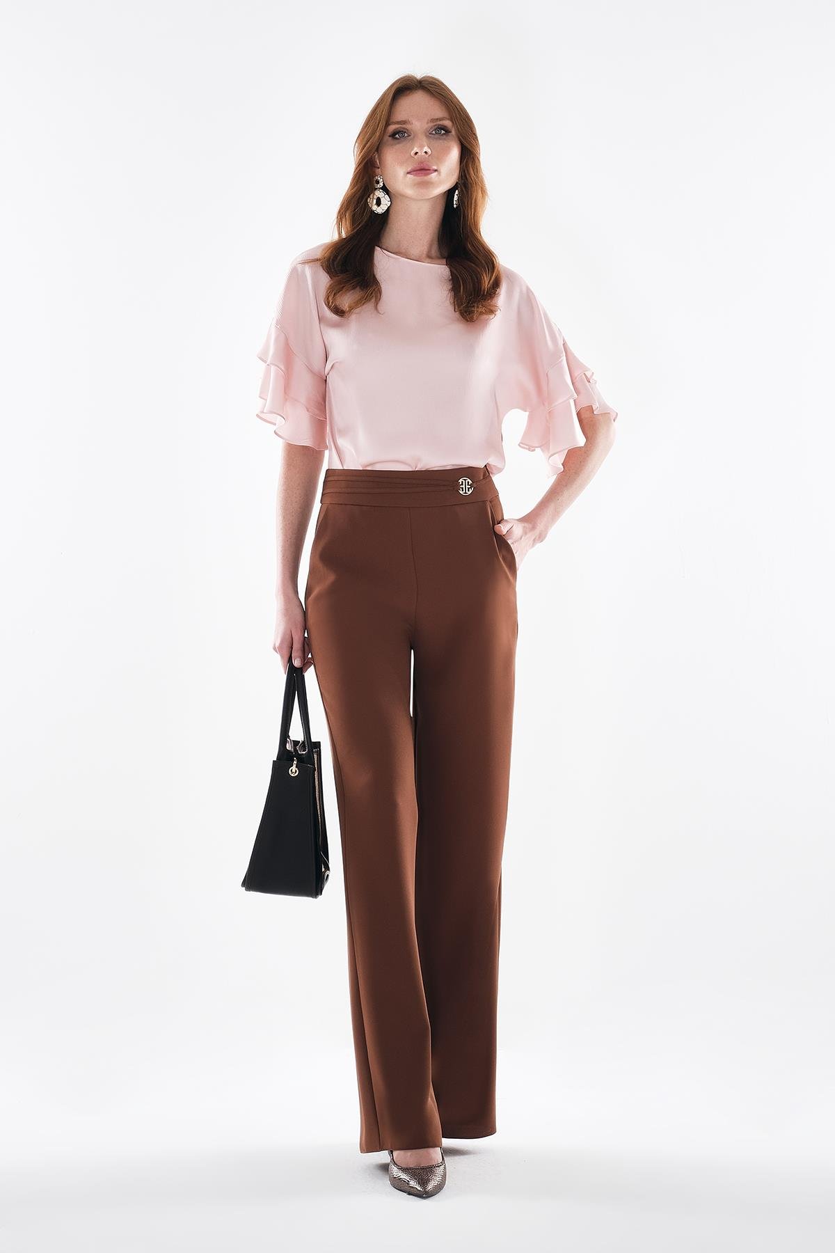 Yandan Cepli Bol Paça Pantolon