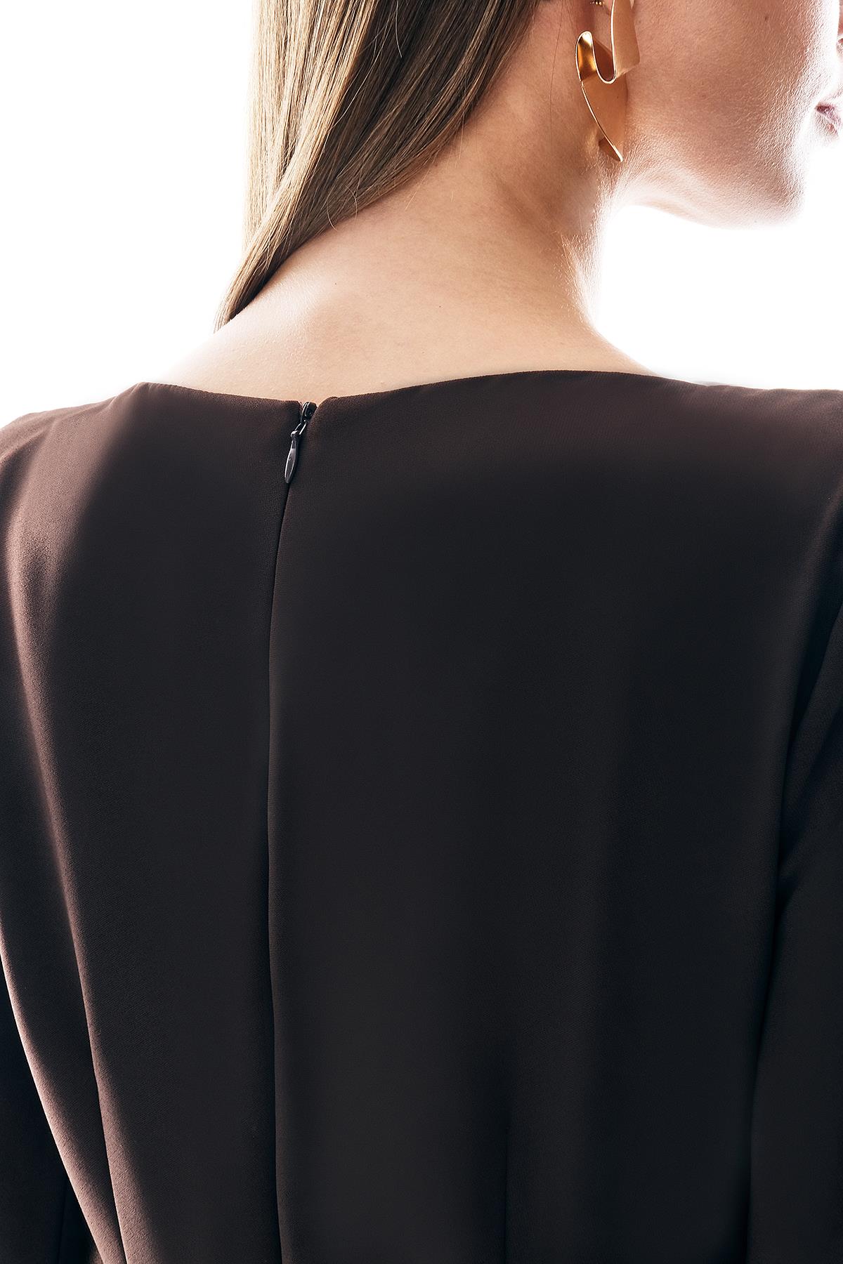 Gold Aksesuarlı Drape Detaylı Elbise