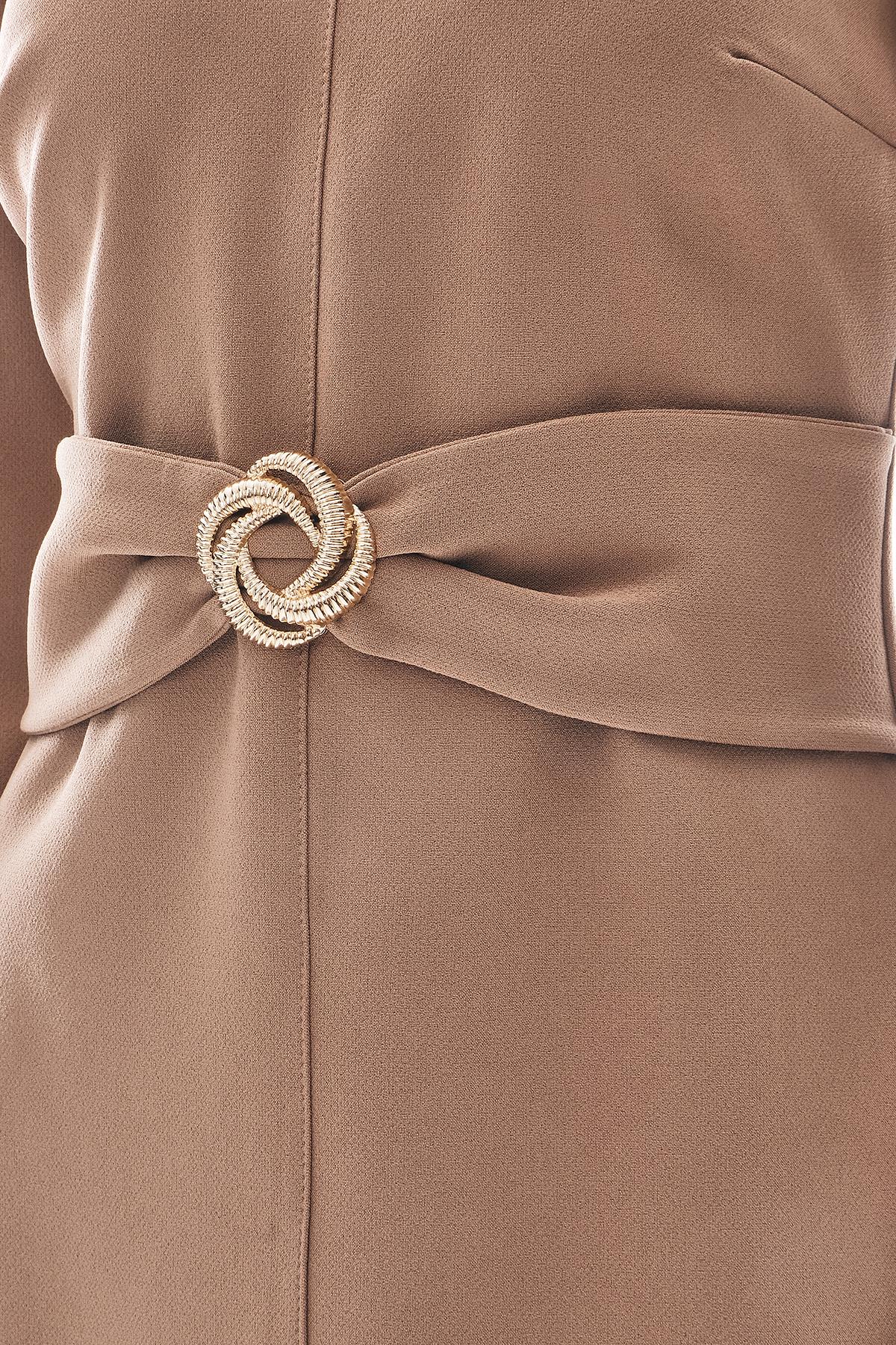 Gold Aksesuarlı Kuşaklı Mini Klasik Elbise