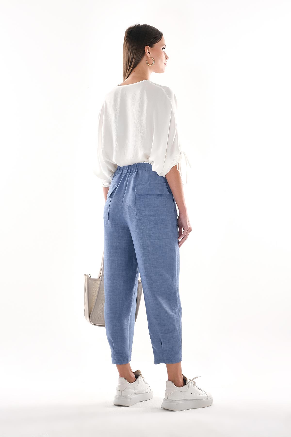 Gold Düğmeli Dar Paça Pantolon