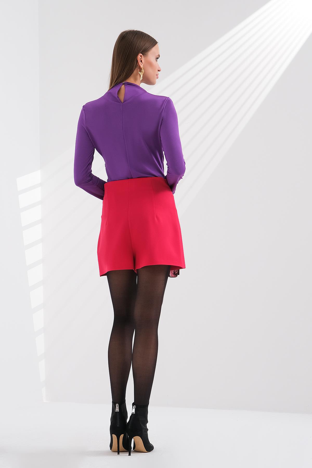 Gold Metal Düğmeli Şort Etek