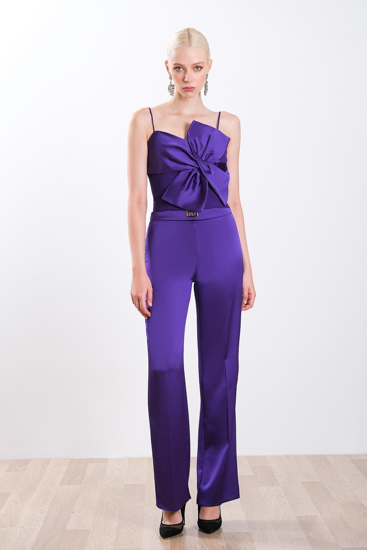 Gold Metal Logolu Saten Fit  Pantolon