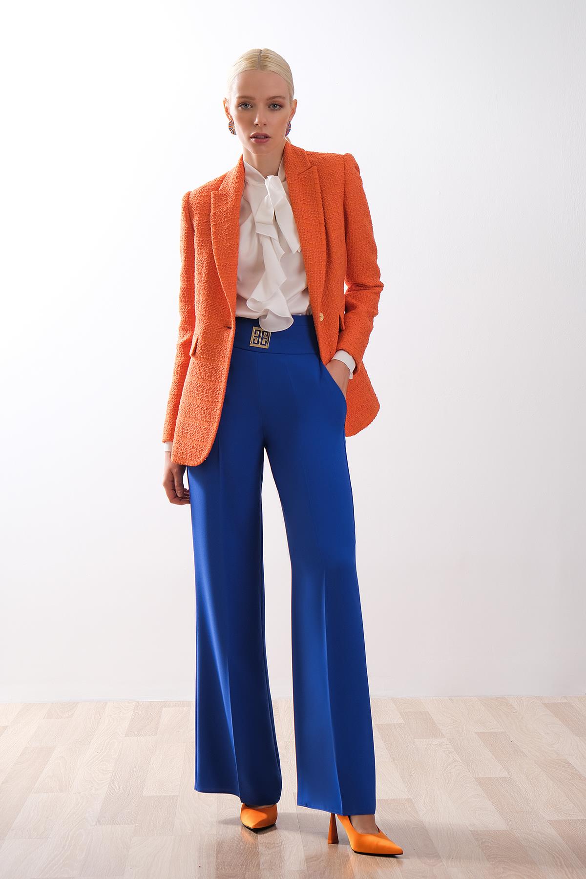 Gold Metal Logolu Yüksek Bel Pantolon