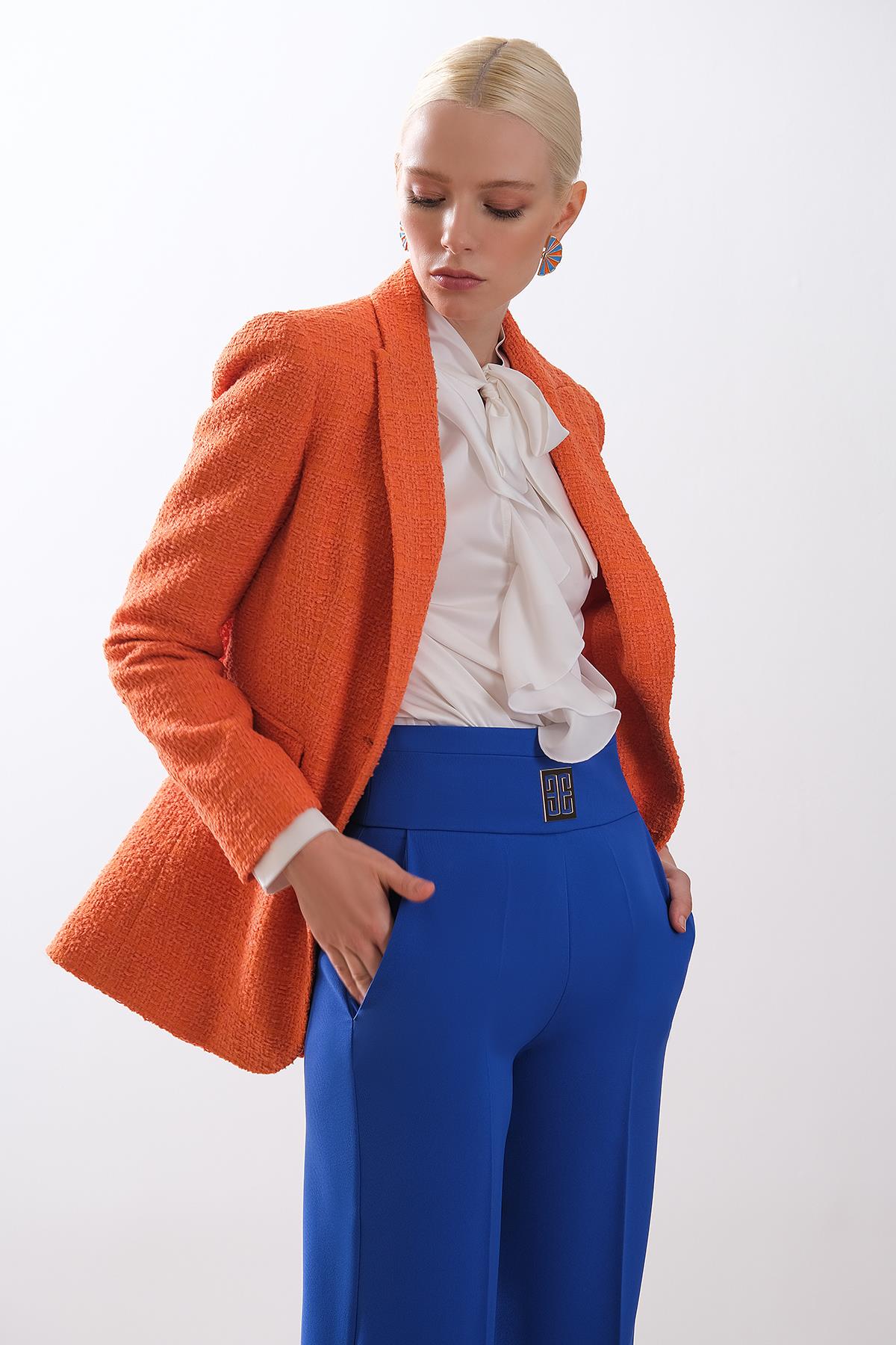 Gold Metal Logolu Yüksek Bel Pantolon