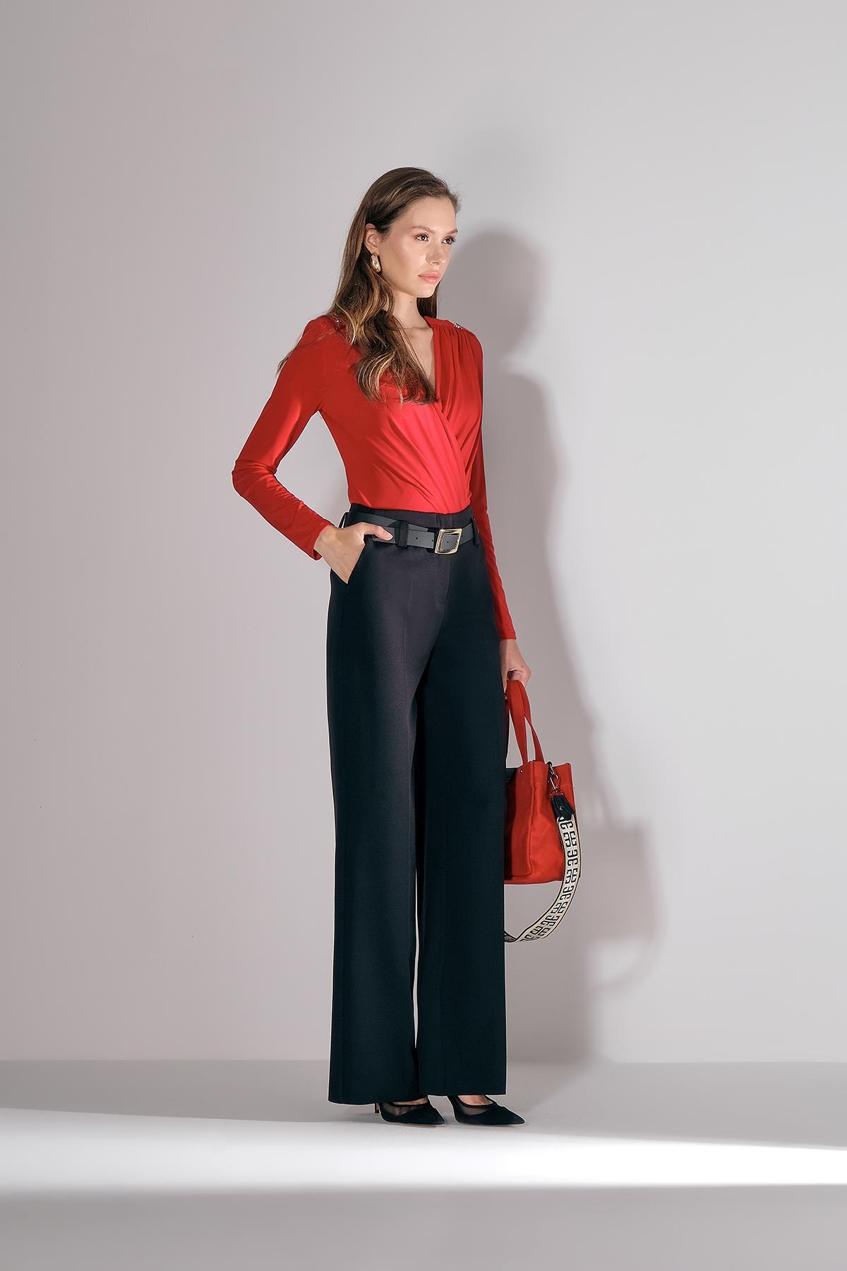 Gold Metal Tokalı Kemerli Pantolon