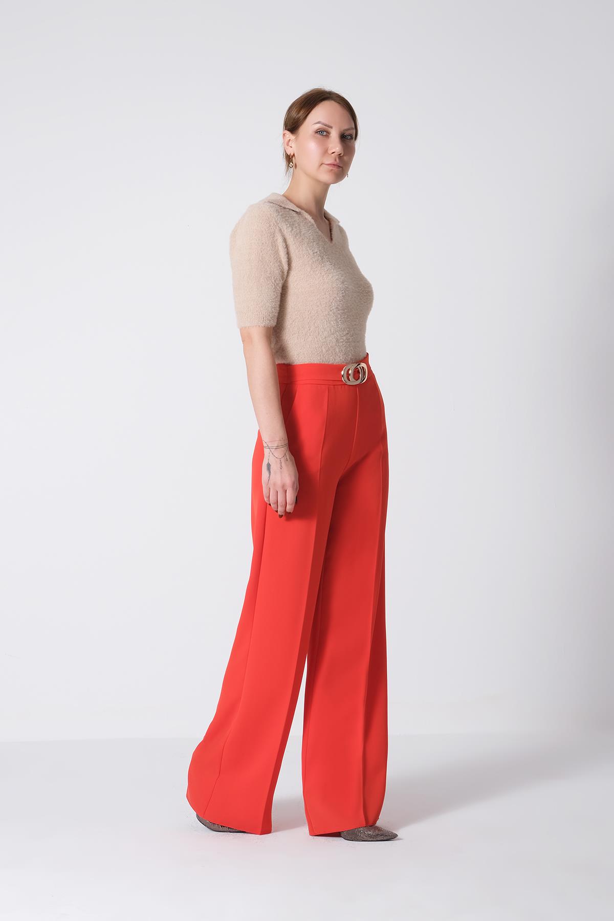 Gold Metal Tokalı Yüksek Bel Pantolon