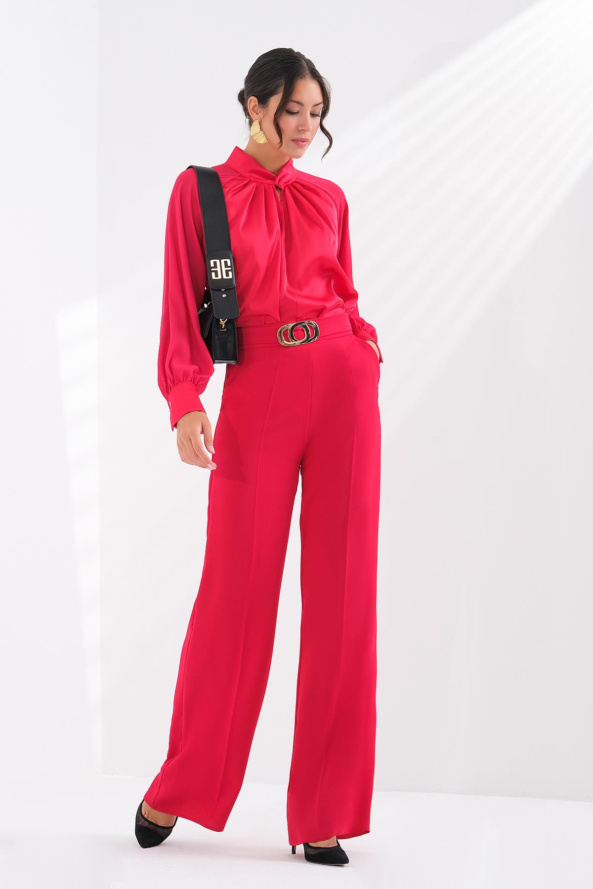 Gold Metal Tokalı Yüksek Bel Pantolon