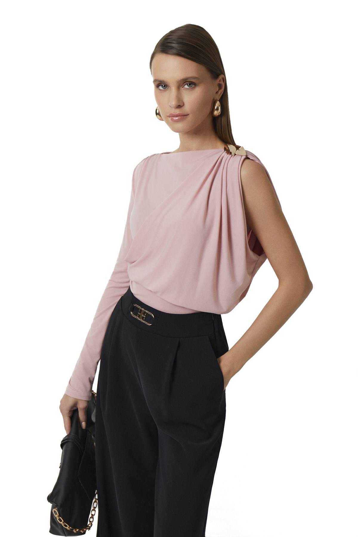 Gold Toka Detaylı Bol Paça Pantolon