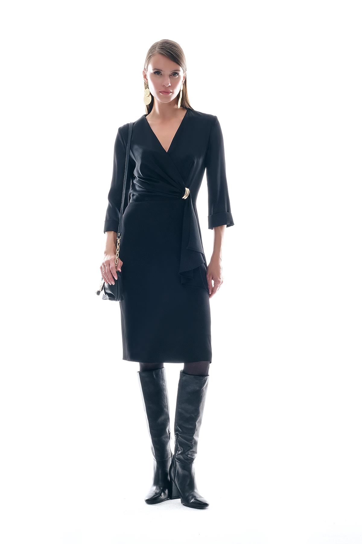 Gold Tokalı Truvakar Kol Elbise