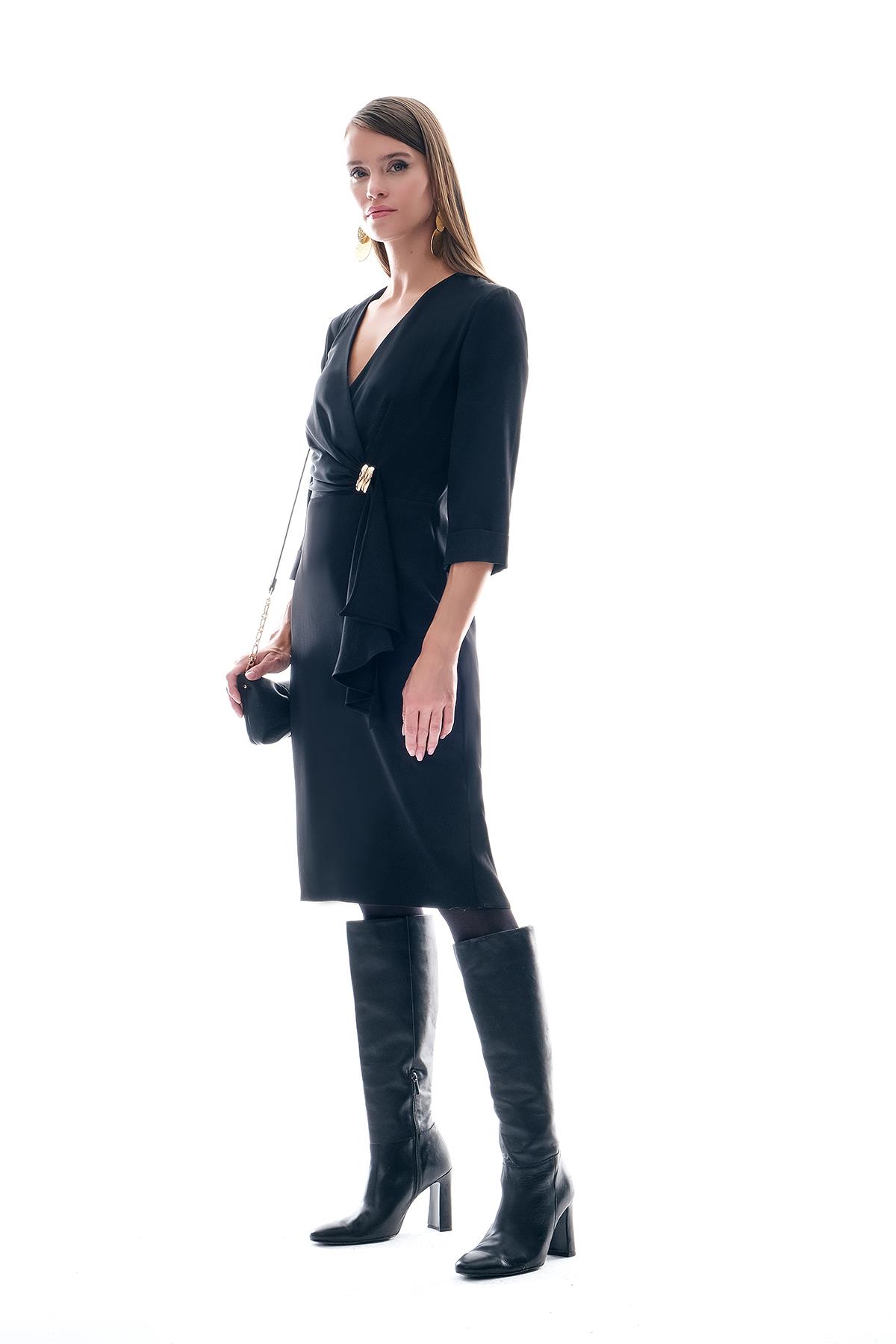 Gold Tokalı Truvakar Kol Elbise