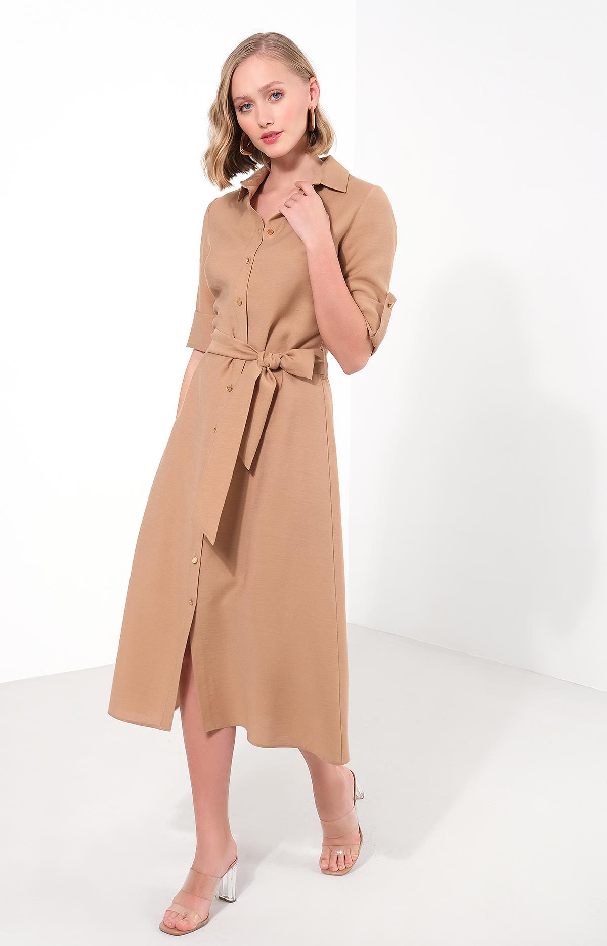 Gömlek Yaka Düğmeli Elbise