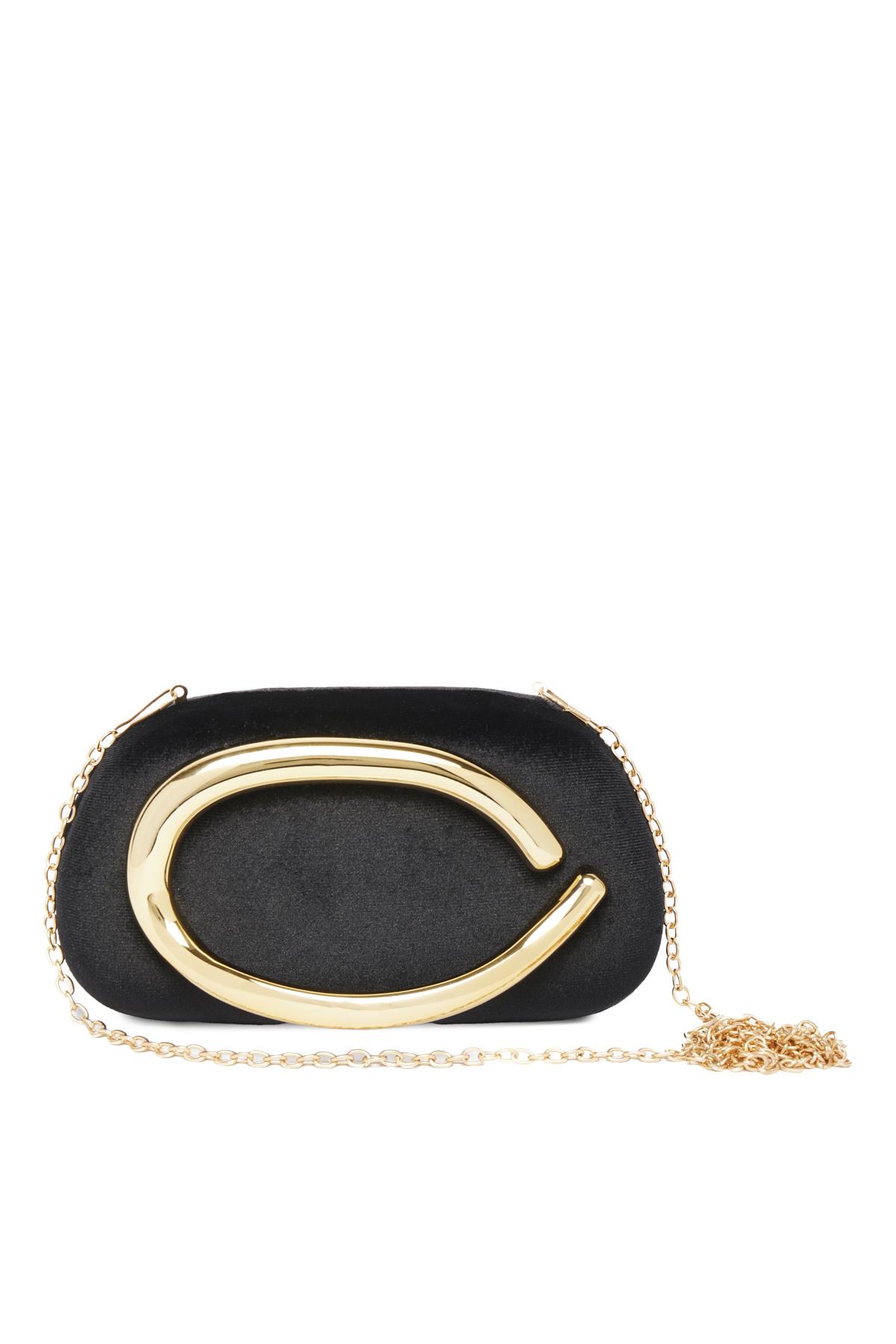 Kadife, Metal Aksesuarlı, Gece Çantası