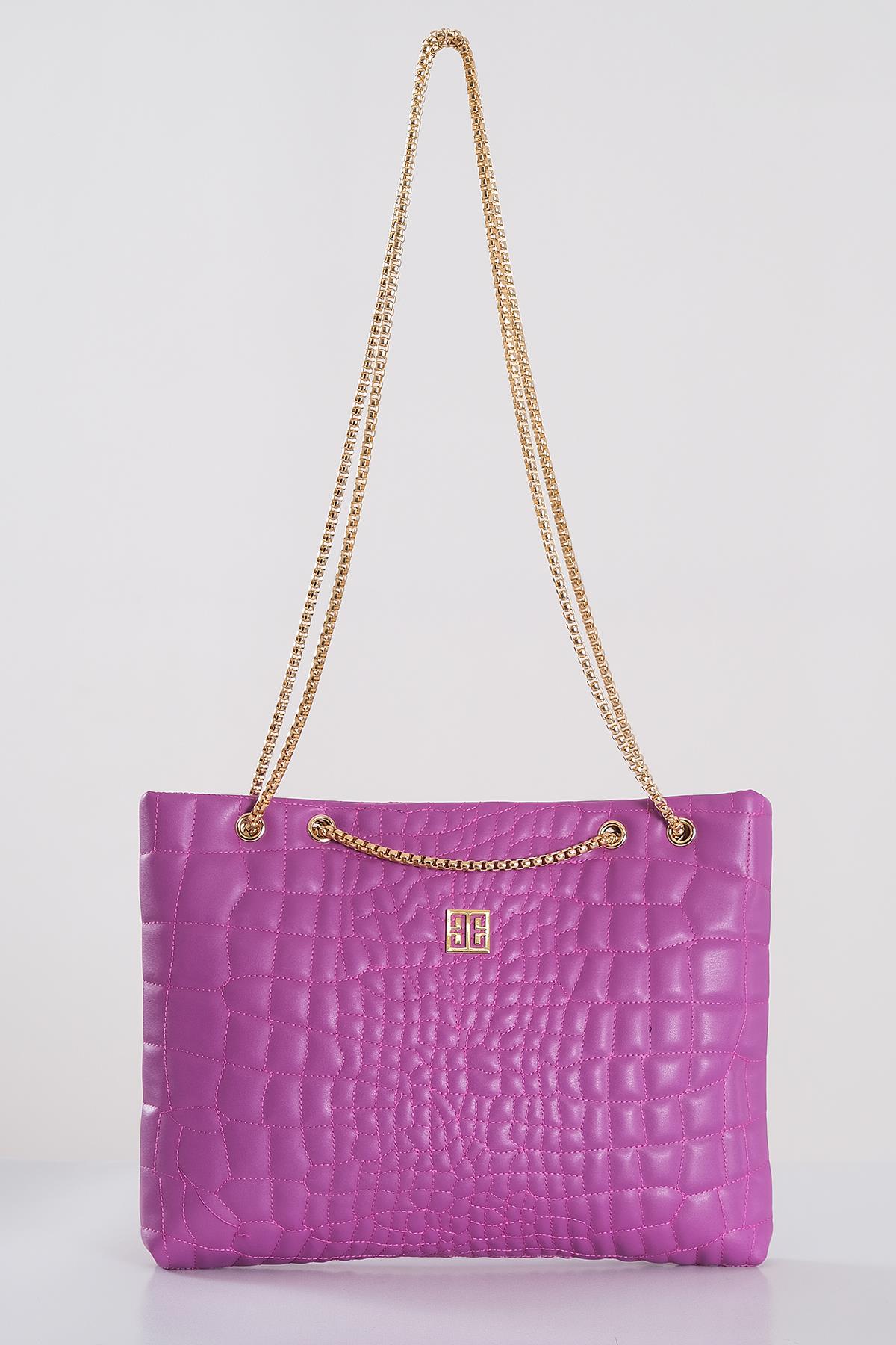 Kapitone Dokulu Zincir Askılı Kuşgözlü Portföy Çanta