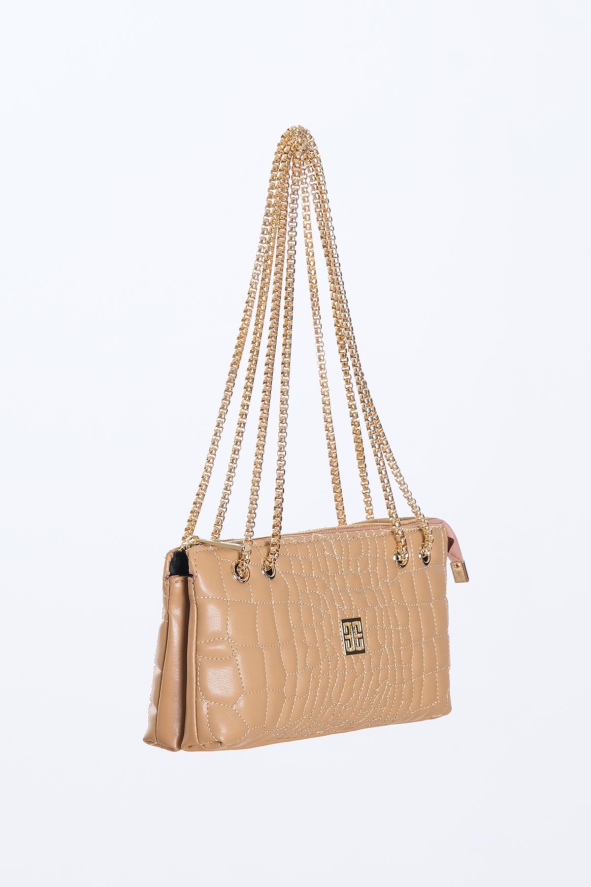 Kapitone Dokulu Zincir Askılı Kuşgözlü Çanta