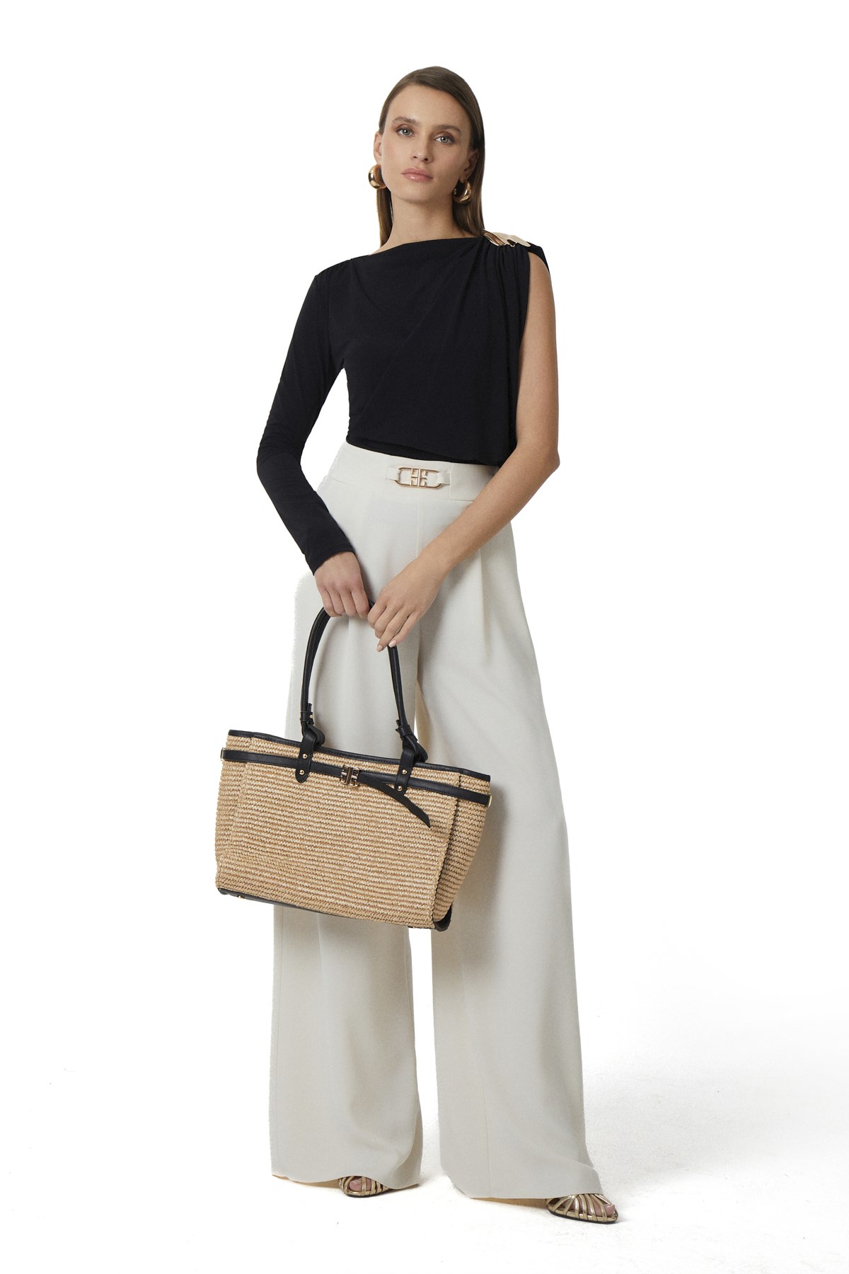 Kayık Yaka Tek Kollu Bluz