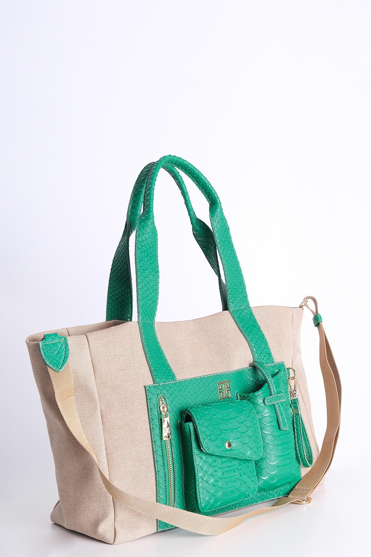 Keten Yavrulu Büyük Çanta