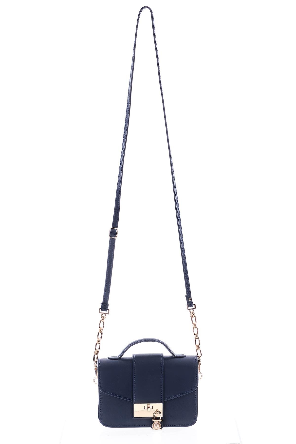 Kilit Aksesuarlı Çok Gözlü El Omuz Çapraz Kullanımlı Çanta