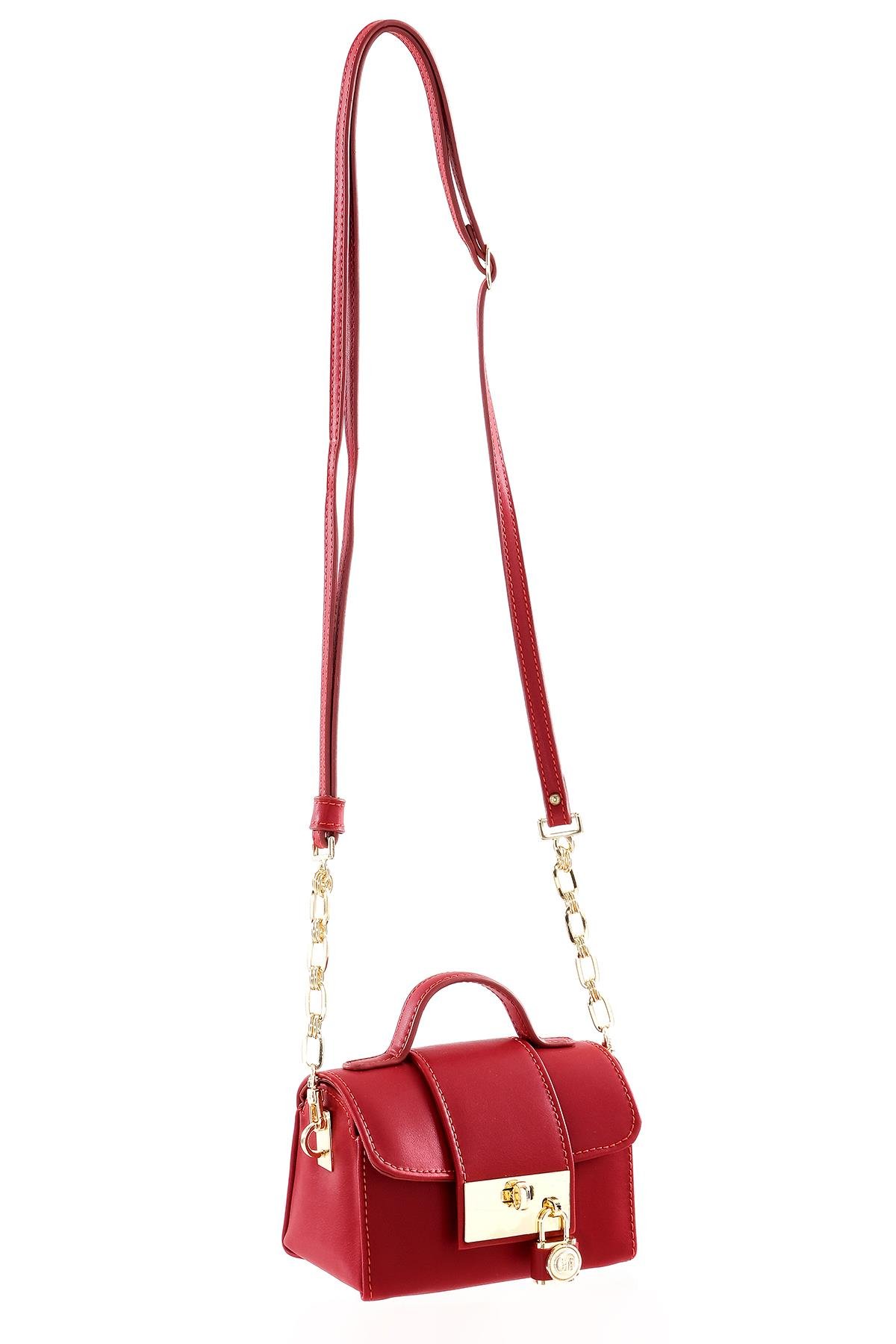 Kilit Aksesuarlı El Omuz Çapraz Kullanımlı Mini Çanta