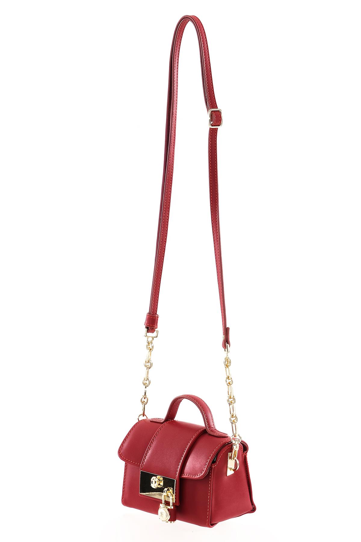 Kilit Aksesuarlı El Omuz Çapraz Kullanımlı Mini Çanta