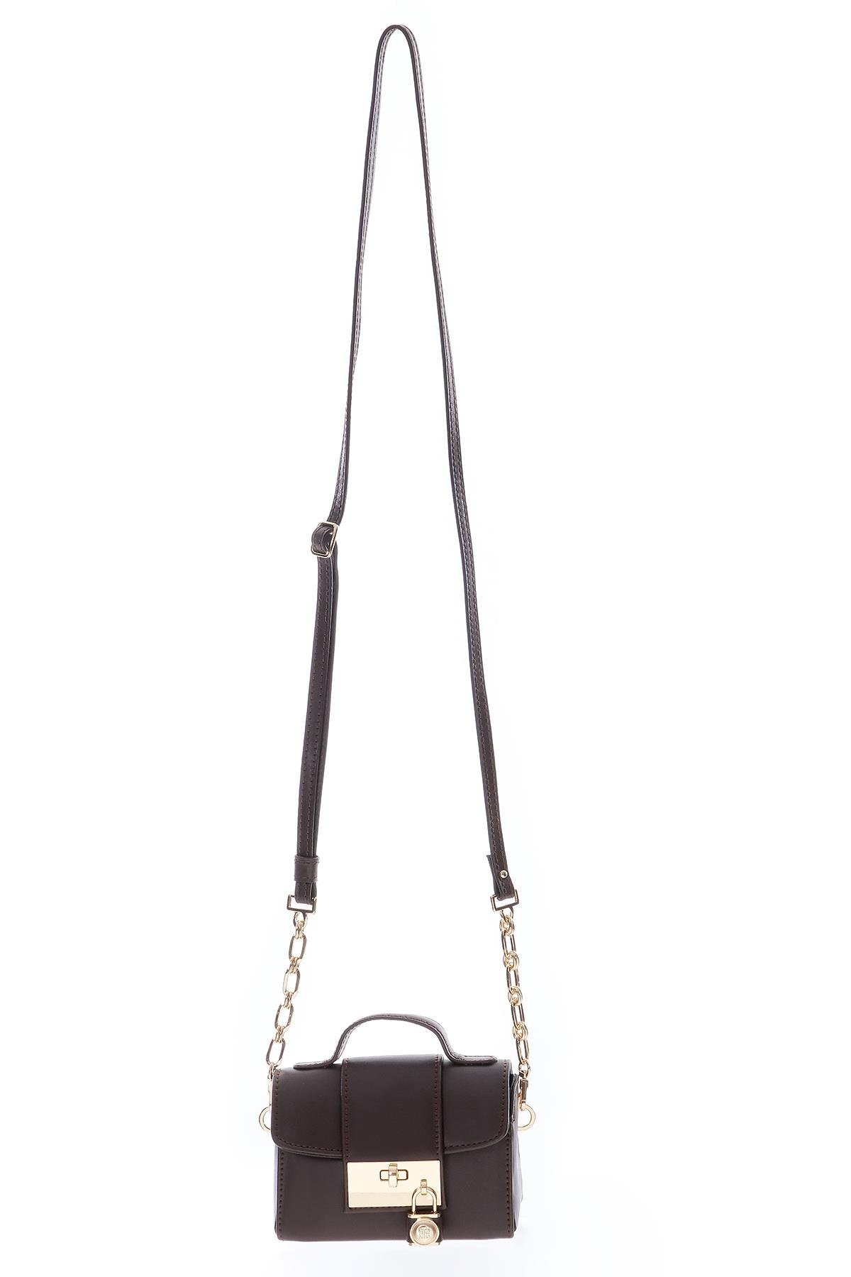 Kilit Aksesuarlı El Omuz Çapraz Kullanımlı Mini Çanta