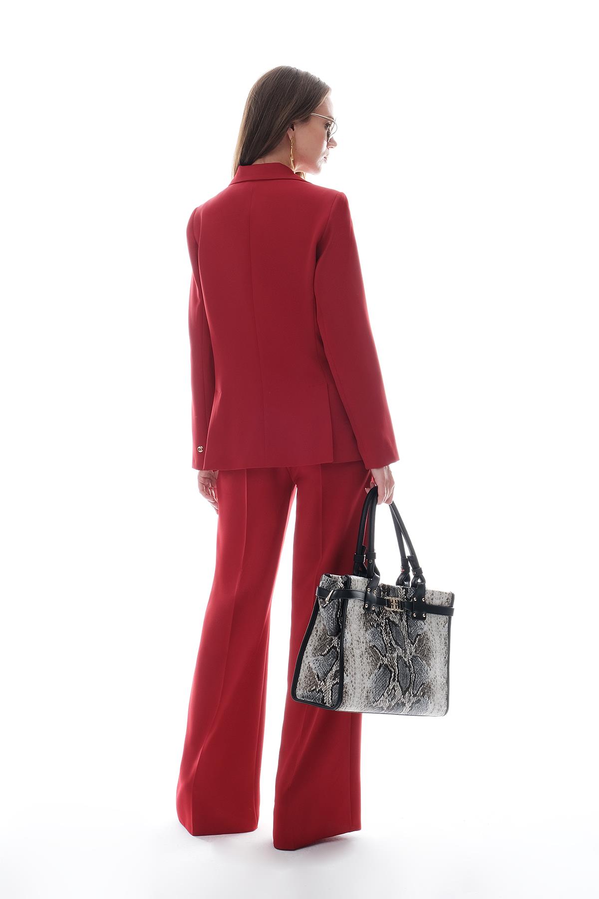 Krep Bol Paça Kalın Kemerli Pantolon