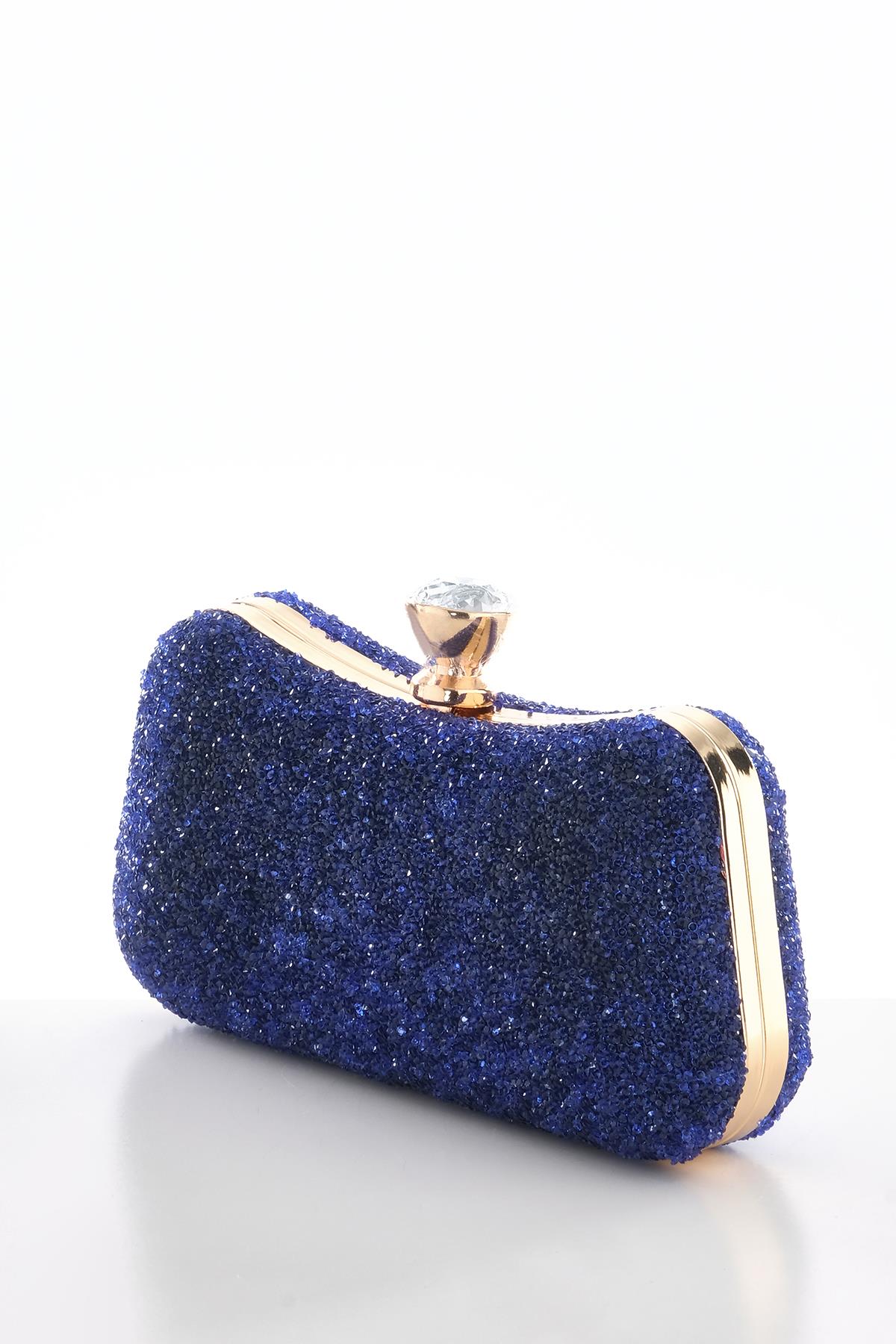 Kristal Taşlı Metal Saplı  Şık Abiye Çanta.