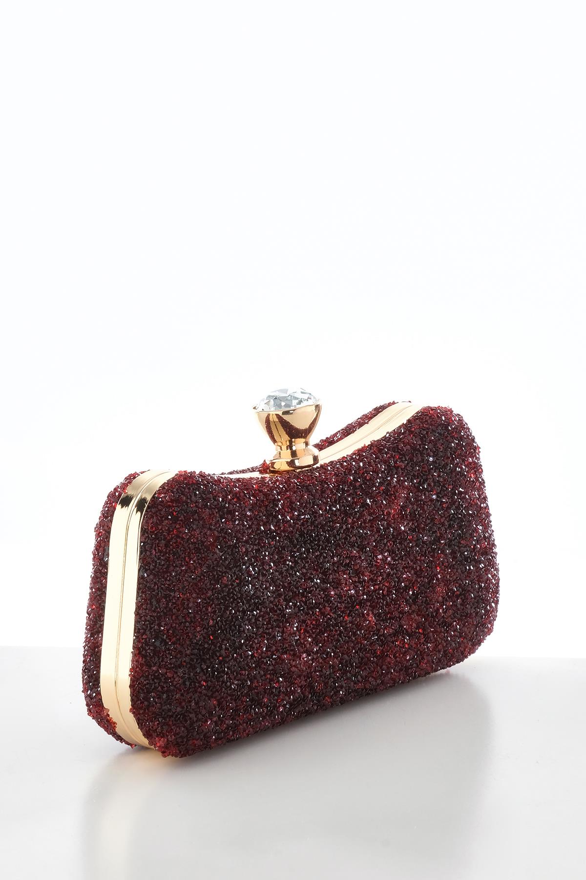 Kristal Taşlı Metal Saplı  Şık Abiye Çanta.