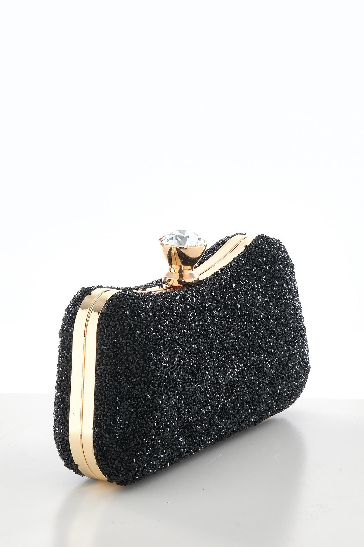 Kristal Taşlı Metal Saplı  Şık Abiye Çanta.