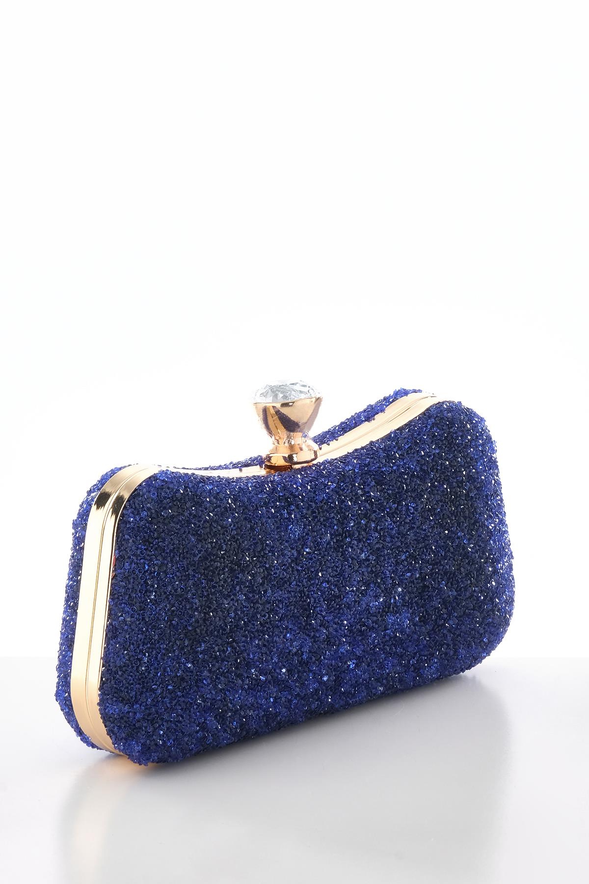 Kristal Taşlı Metal Saplı  Şık Abiye Çanta.